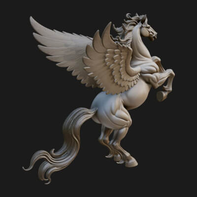 Winged Unicorn Statue Design 3 3D Print Model