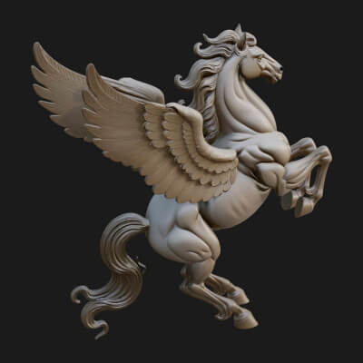 Winged Unicorn Statue Design 4 3D Print Model