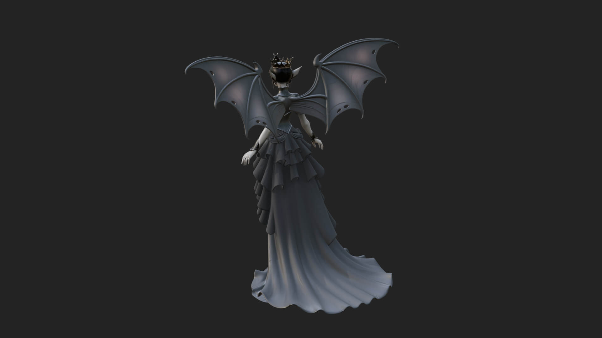 Winged Vampire Queen Statue Design 1 3D Print Model 3D Model