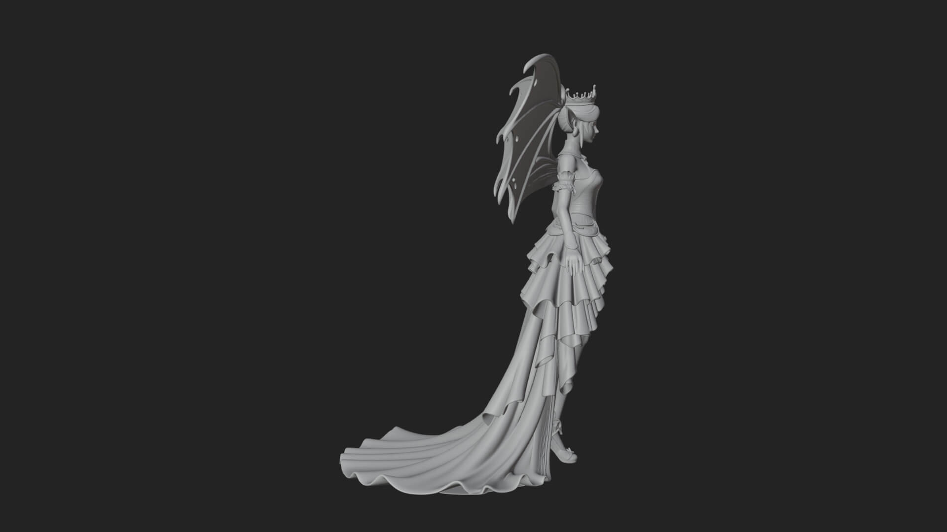 Winged Vampire Queen Statue Design 1 3D Print Model 3D Model