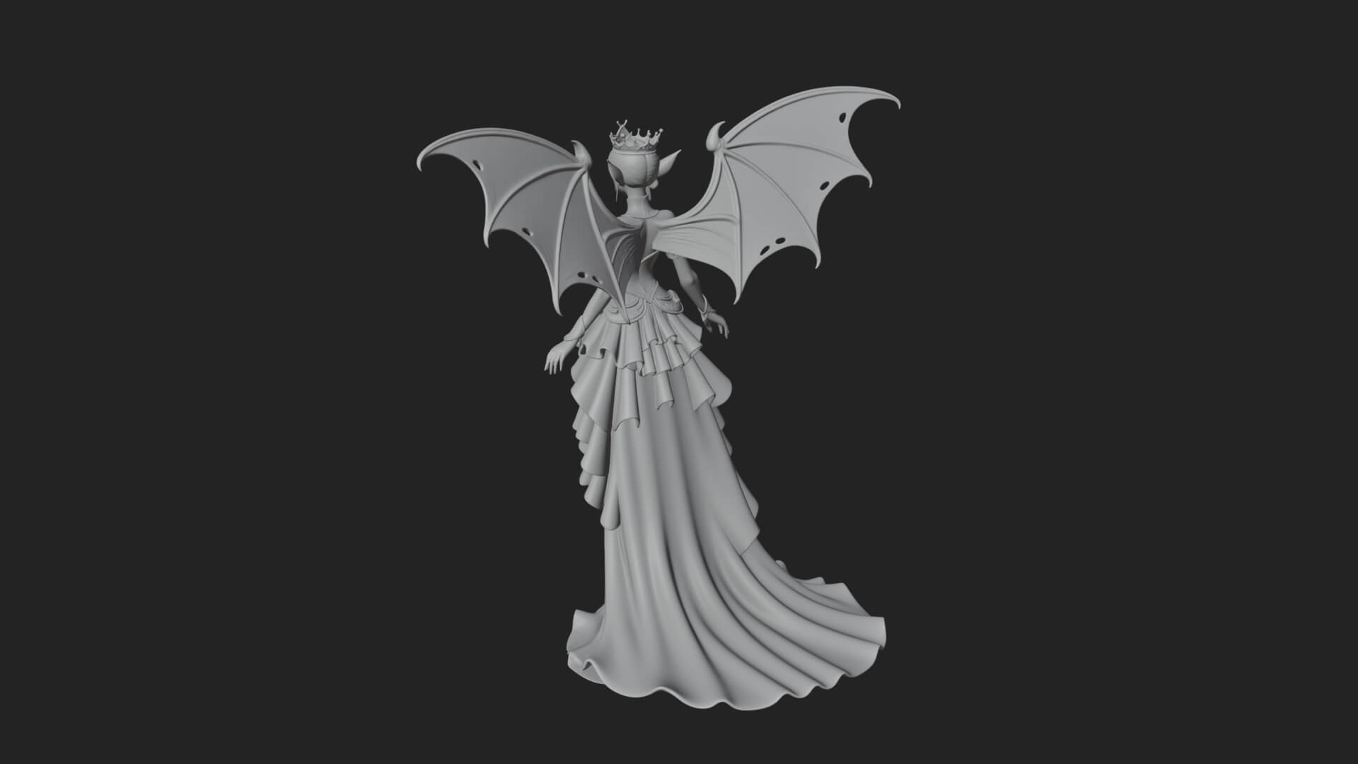 Winged Vampire Queen Statue Design 1 3D Print Model 3D Model