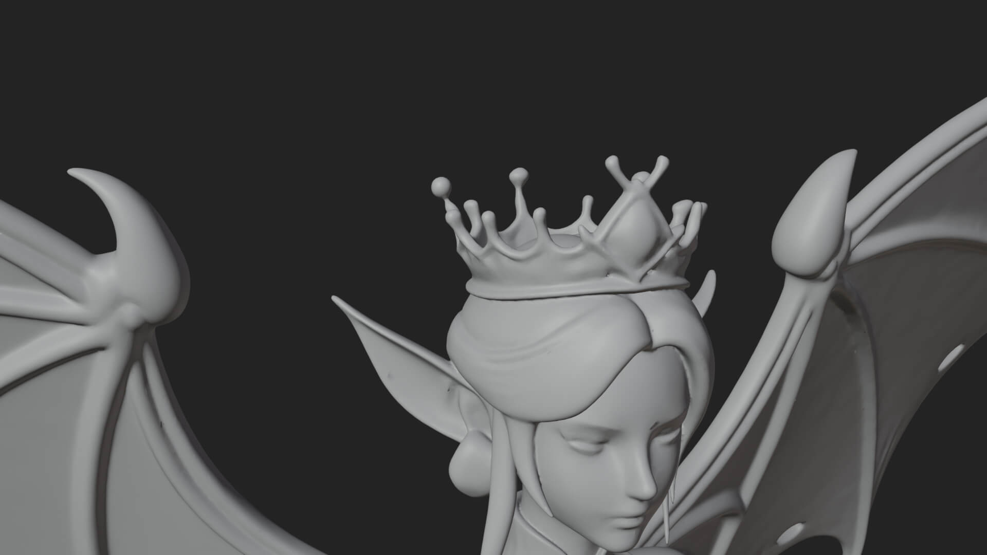 Winged Vampire Queen Statue Design 1 3D Print Model 3D Model