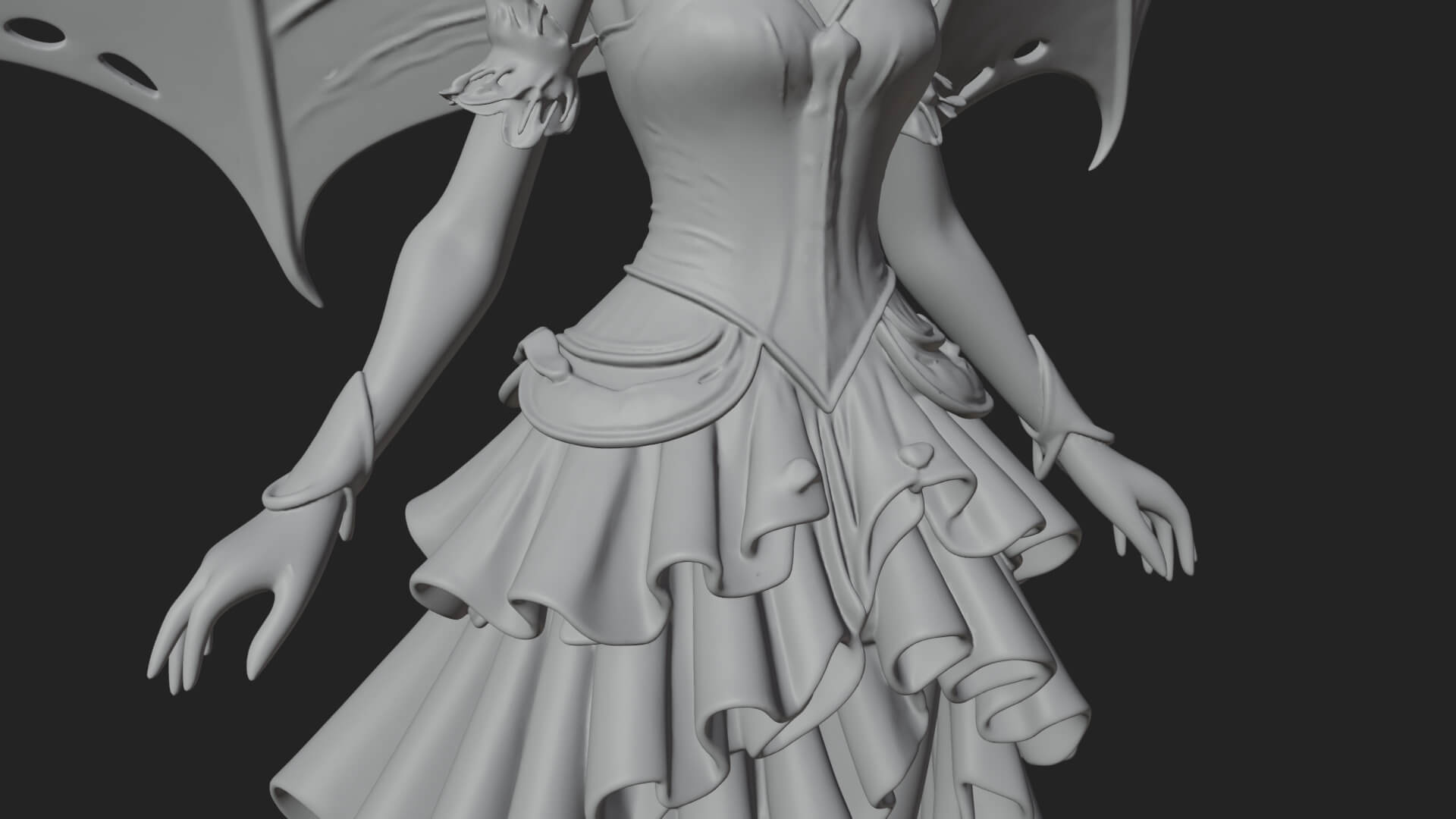 Winged Vampire Queen Statue Design 1 3D Print Model 3D Model