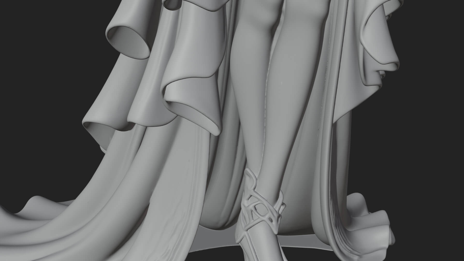 Winged Vampire Queen Statue Design 1 3D Print Model 3D Model