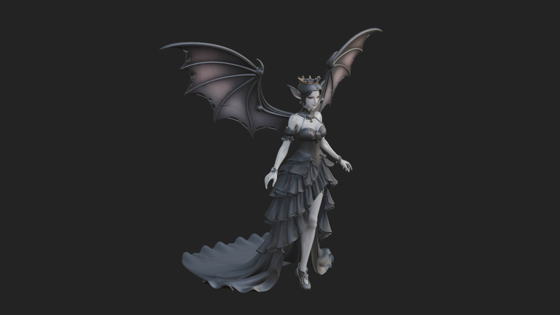 Winged Vampire Queen Statue Design 2 3D Print Model 3D Model