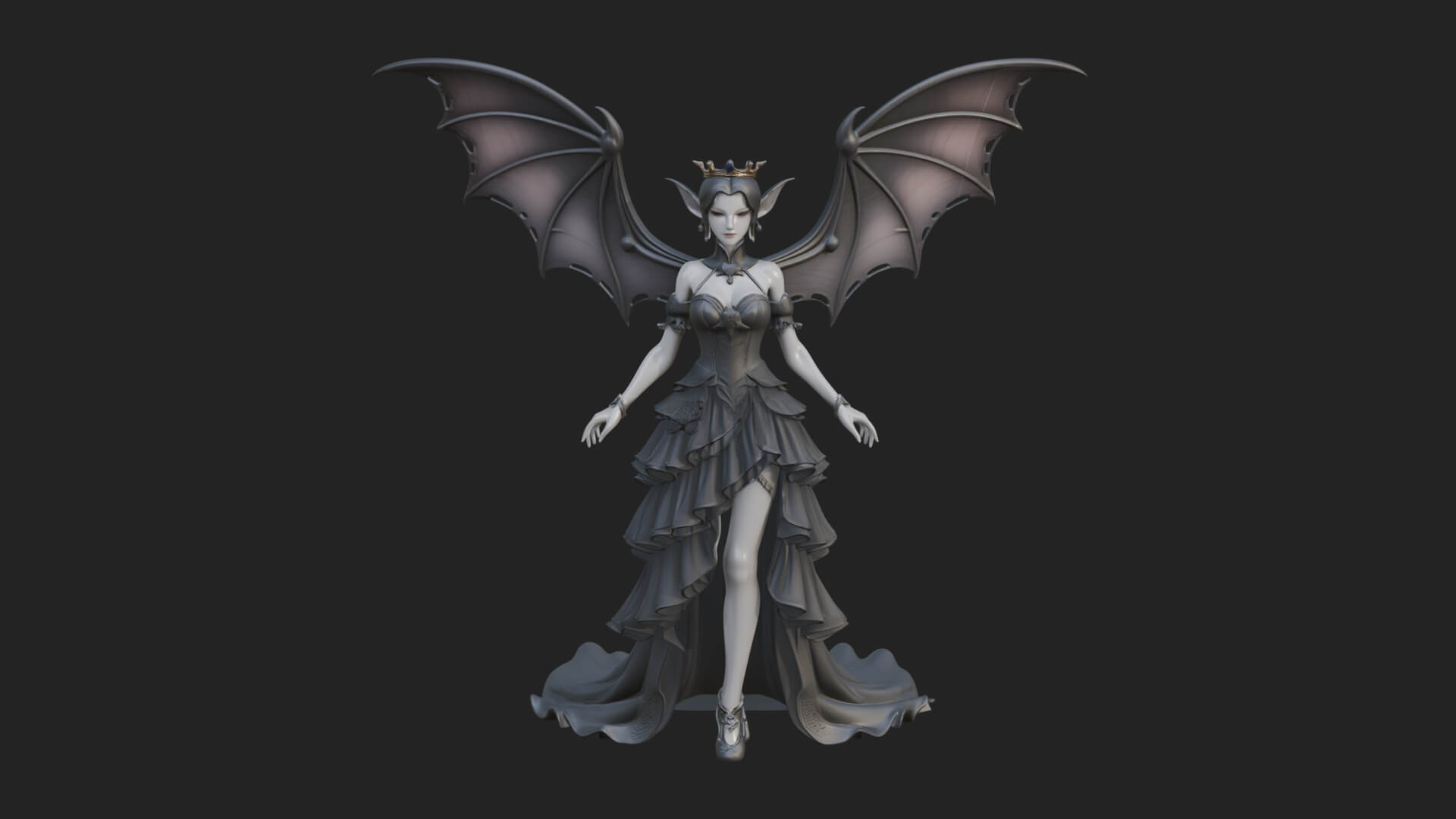 Winged Vampire Queen Statue Design 2 3D Print Model 3D Model