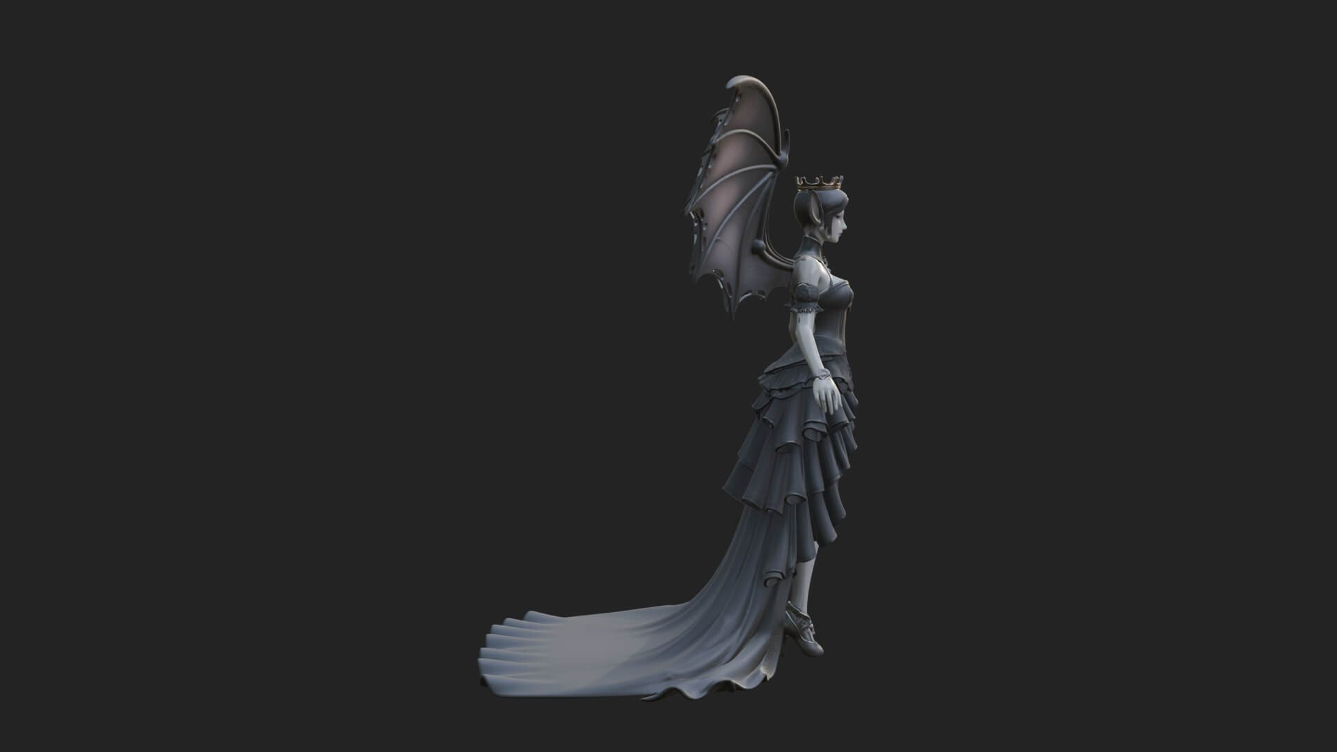 Winged Vampire Queen Statue Design 2 3D Print Model 3D Model