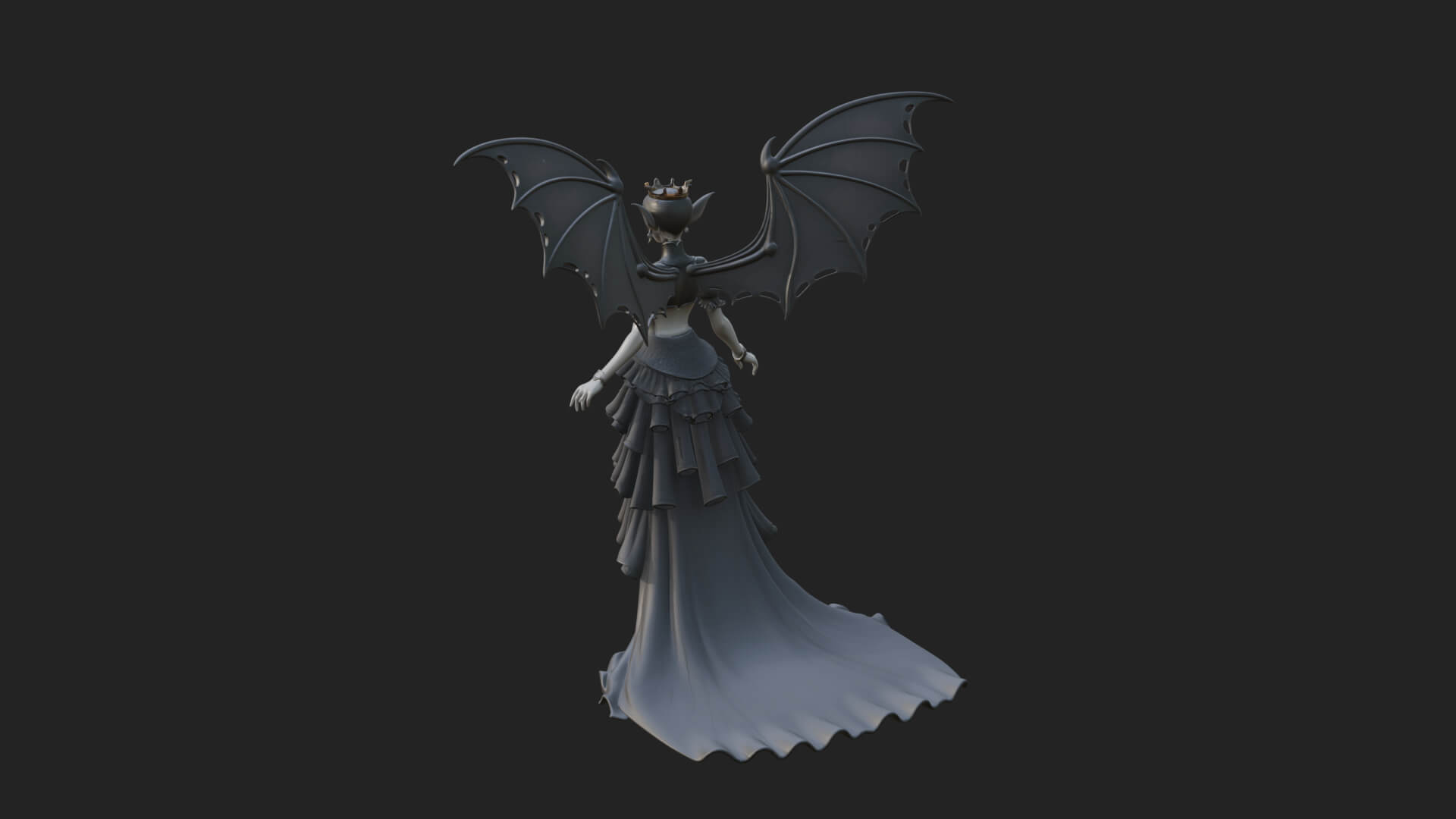 Winged Vampire Queen Statue Design 2 3D Print Model 3D Model