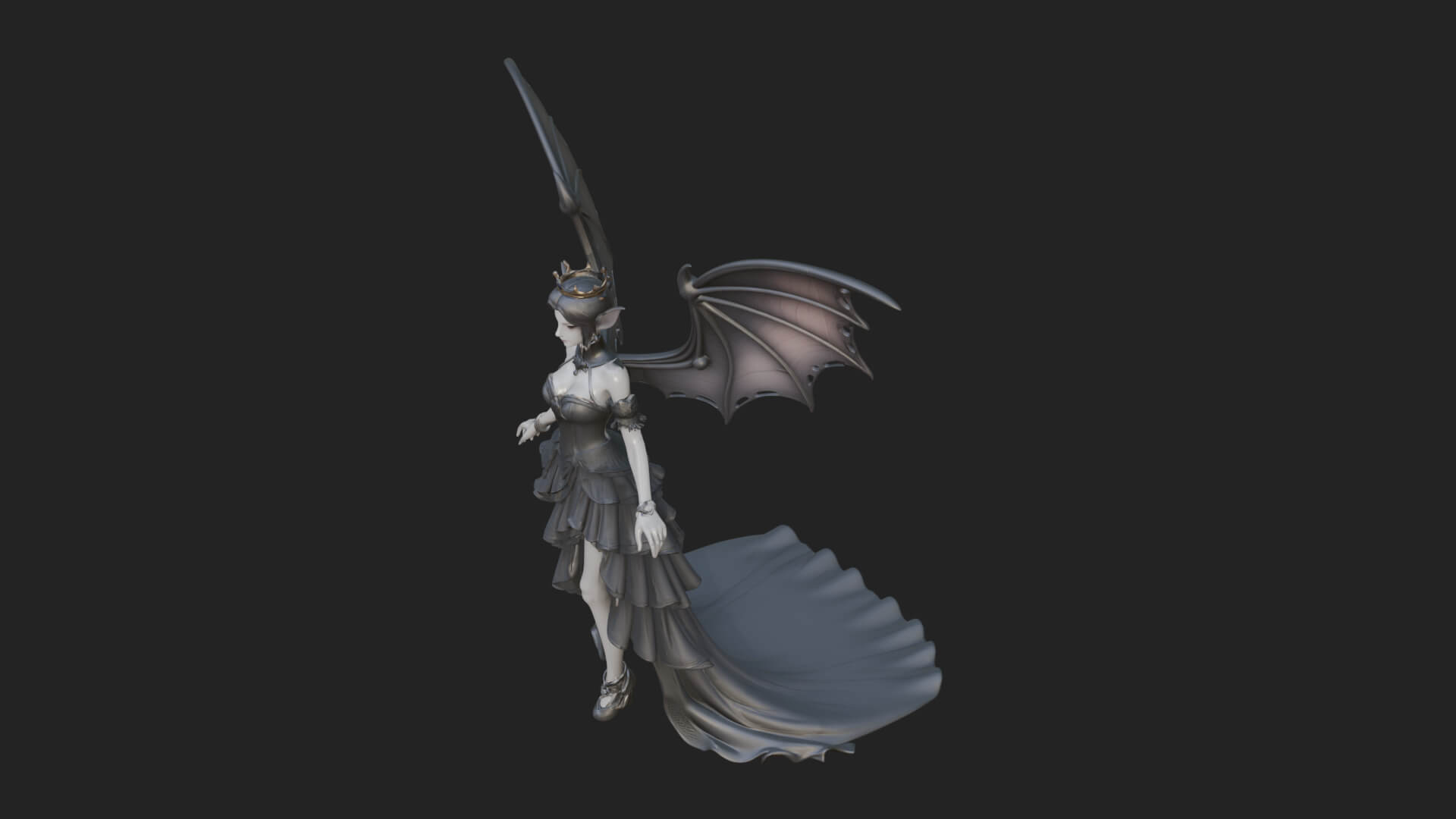 Winged Vampire Queen Statue Design 2 3D Print Model 3D Model