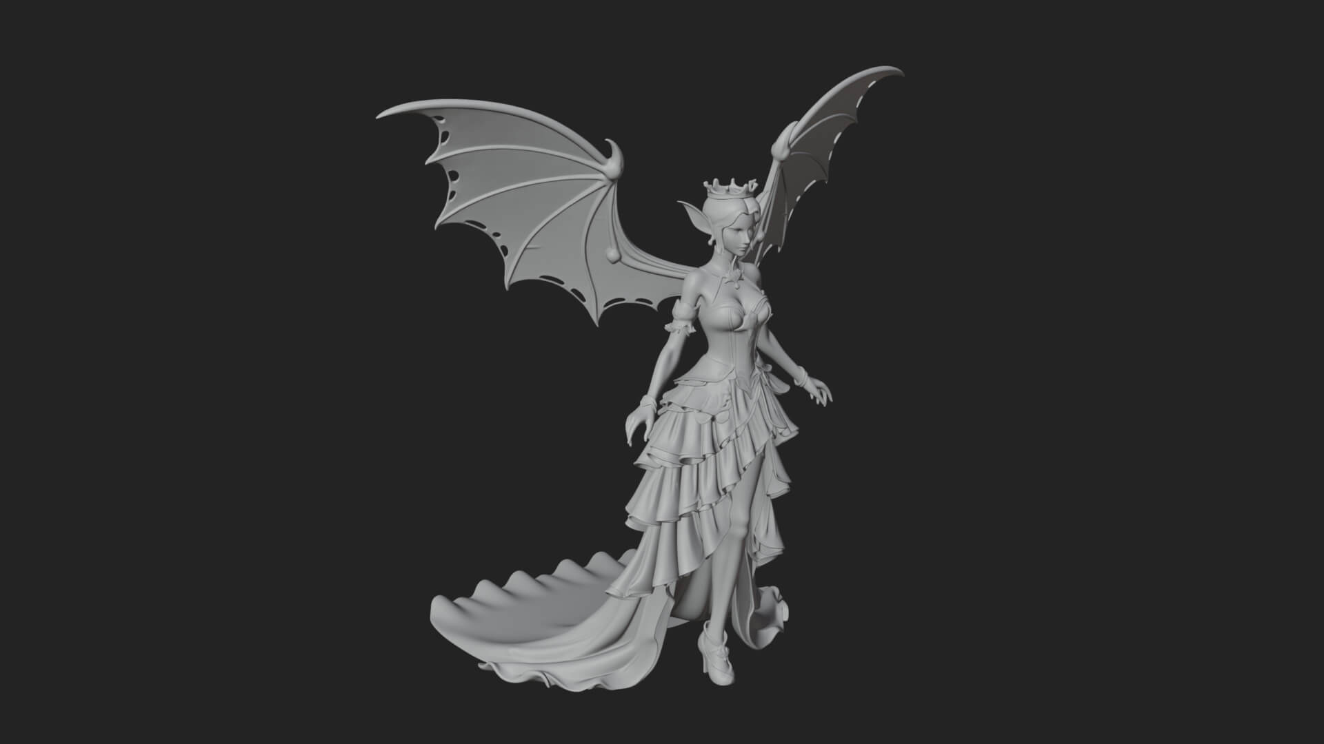 Winged Vampire Queen Statue Design 2 3D Print Model 3D Model