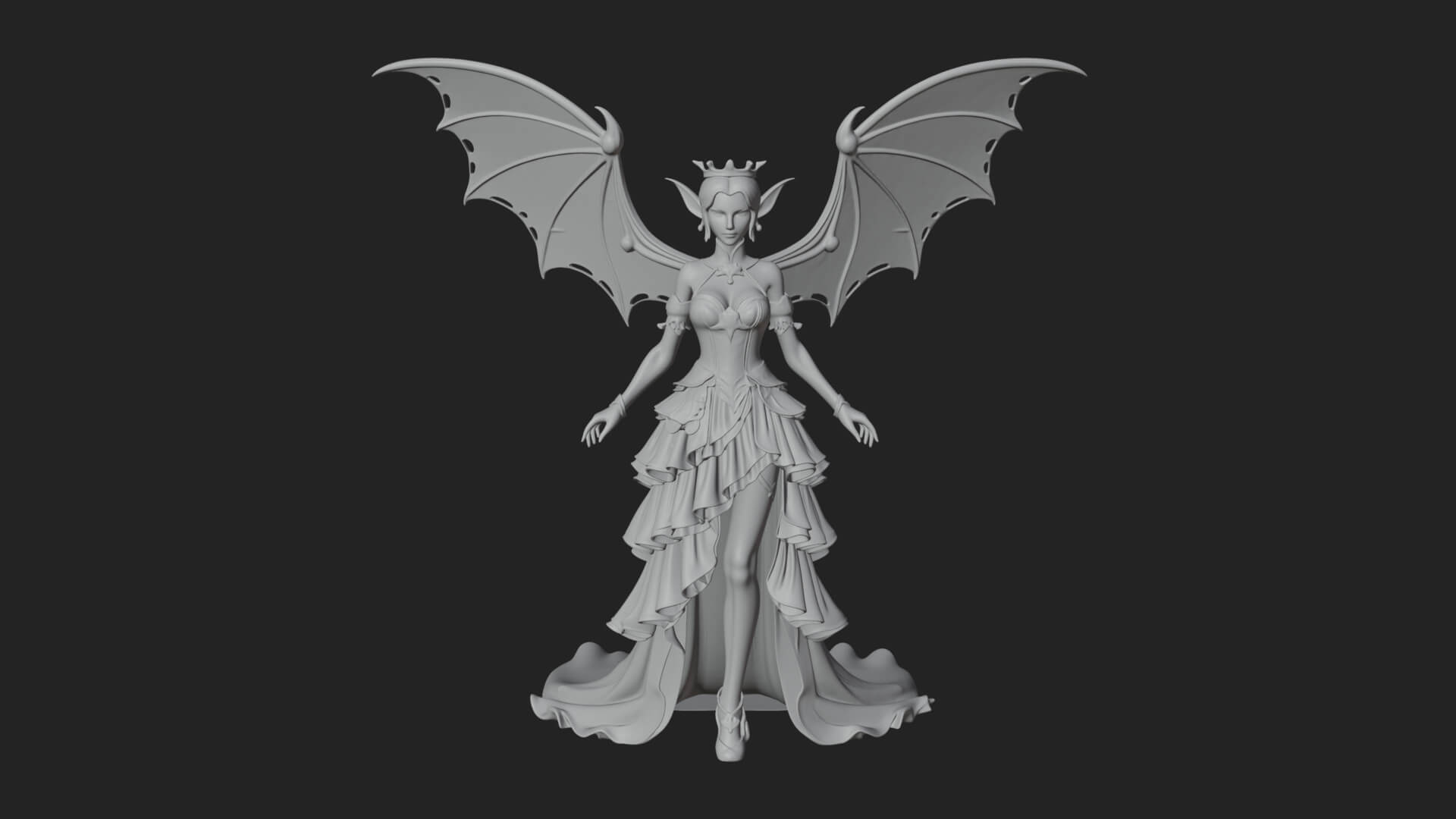 Winged Vampire Queen Statue Design 2 3D Print Model 3D Model