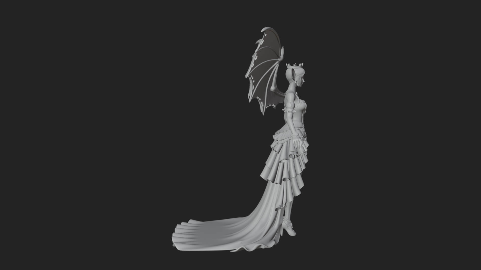 Winged Vampire Queen Statue Design 2 3D Print Model 3D Model