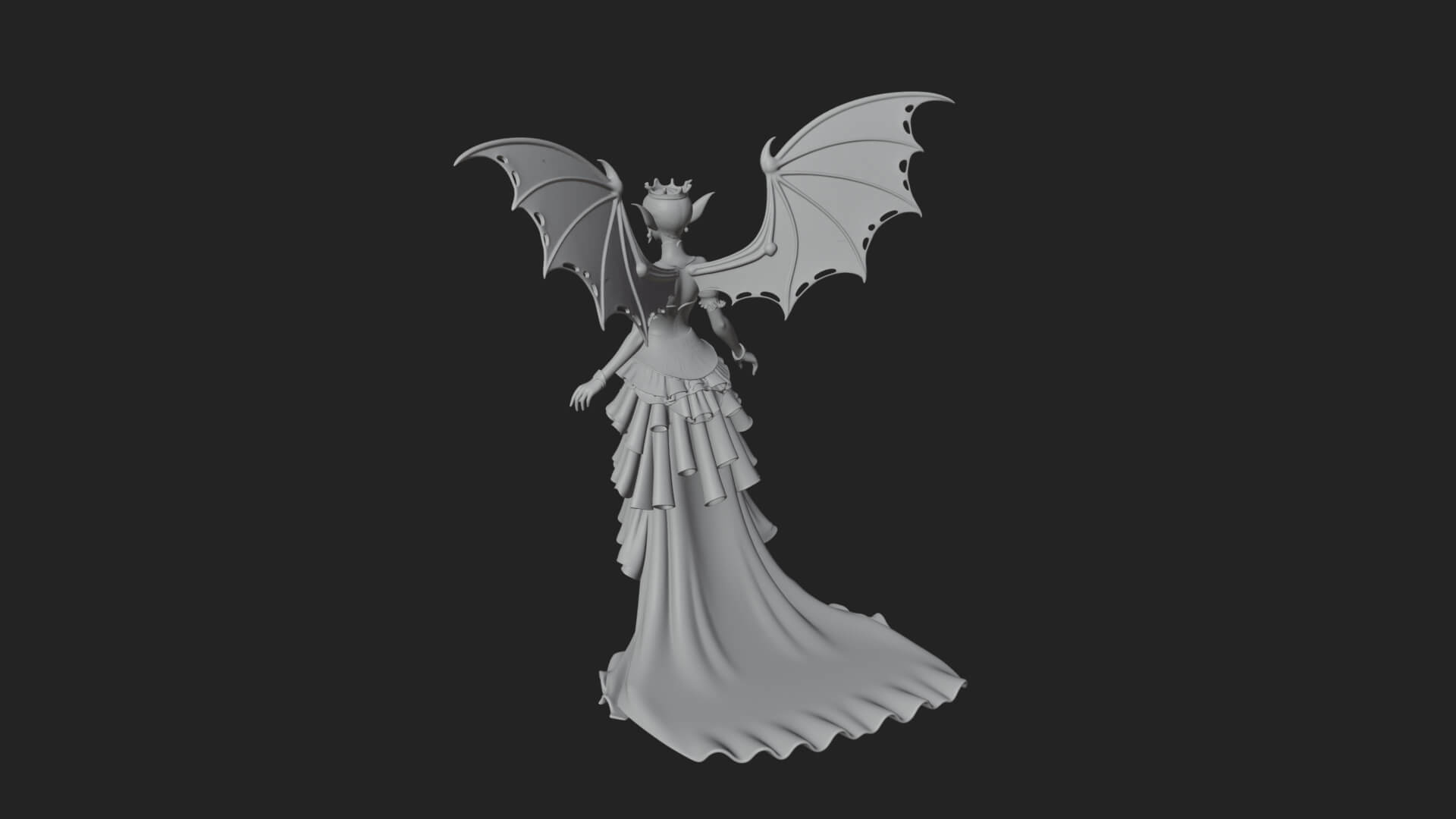 Winged Vampire Queen Statue Design 2 3D Print Model 3D Model