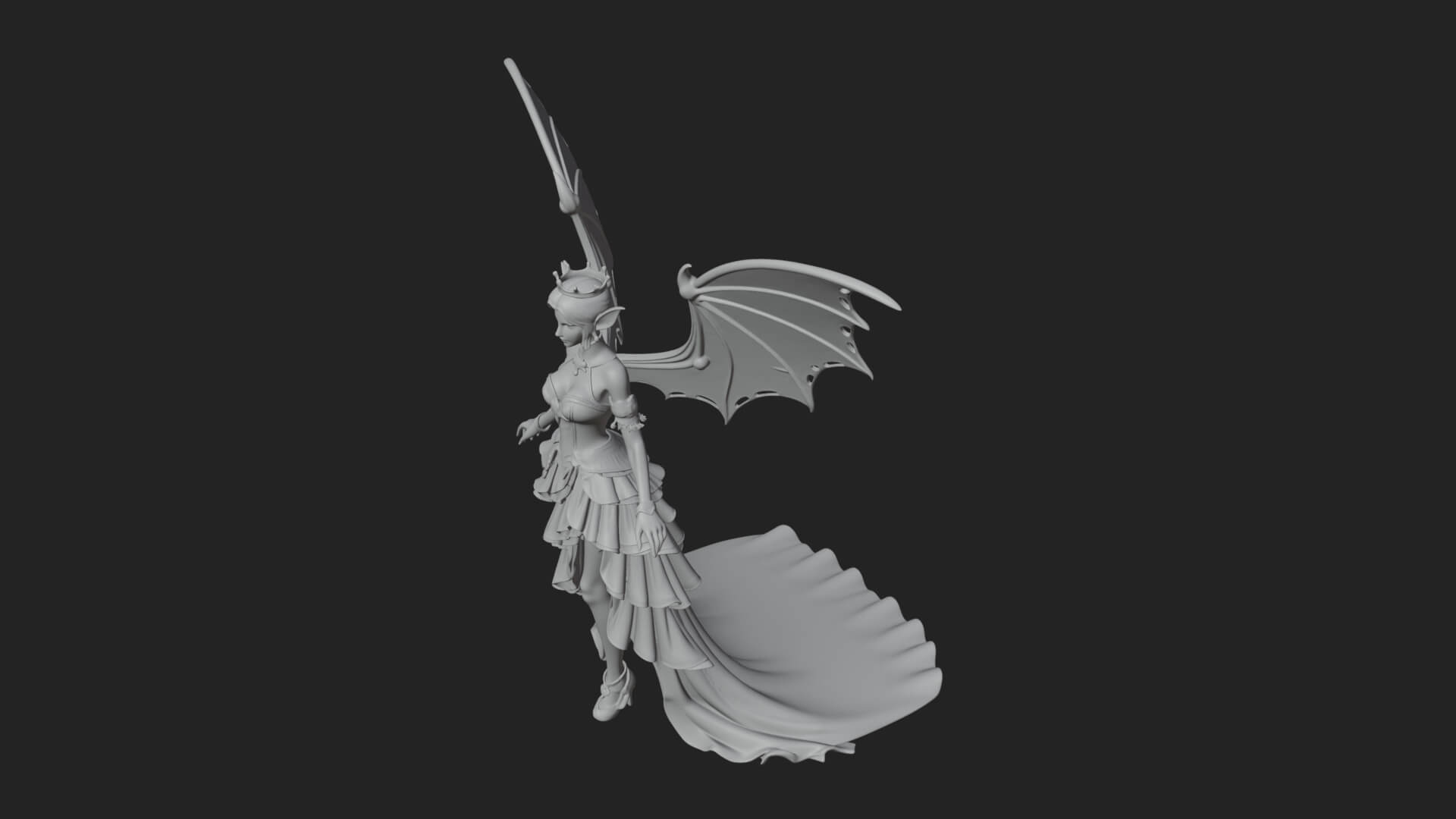 Winged Vampire Queen Statue Design 2 3D Print Model 3D Model
