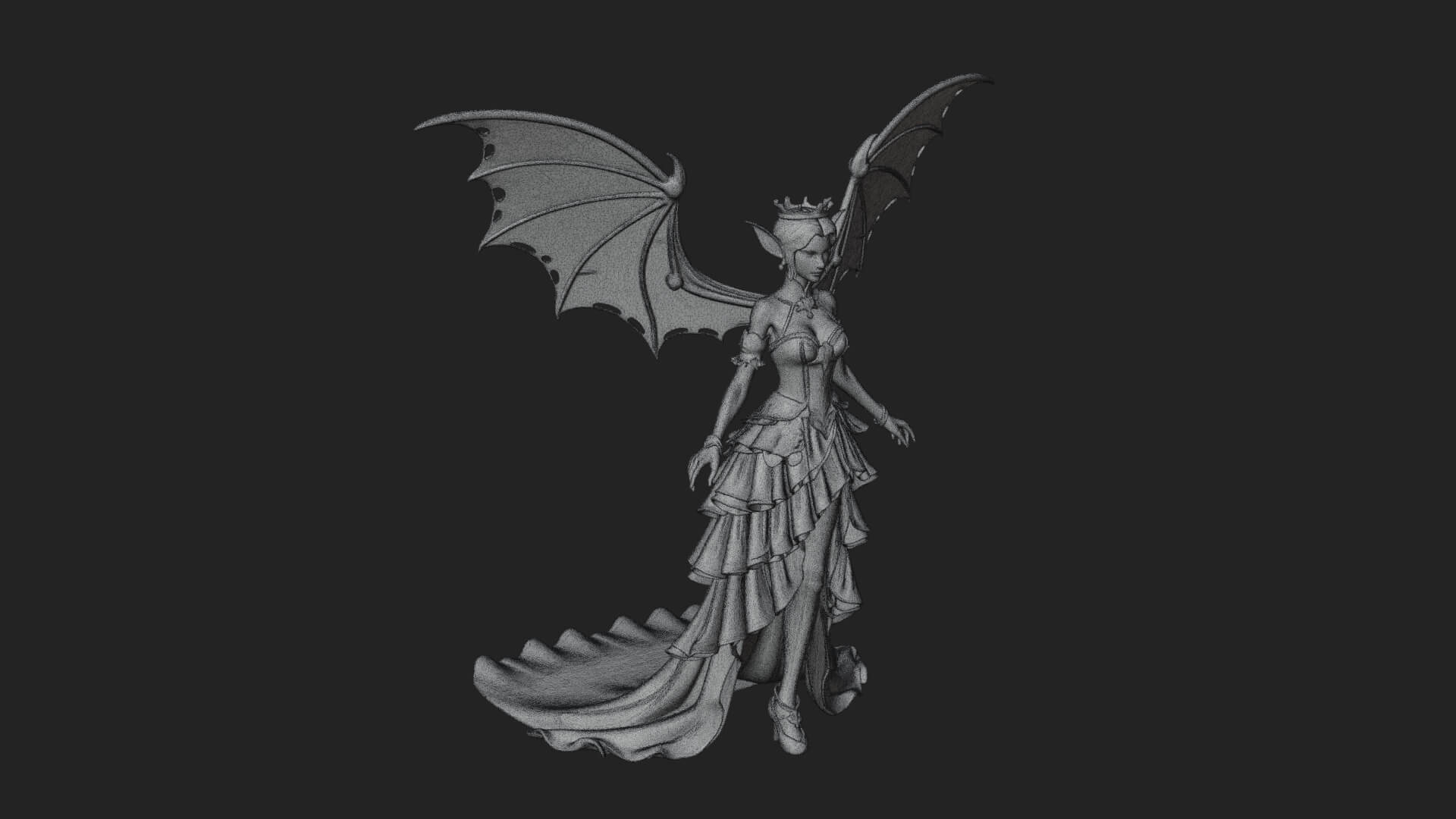 Winged Vampire Queen Statue Design 2 3D Print Model 3D Model