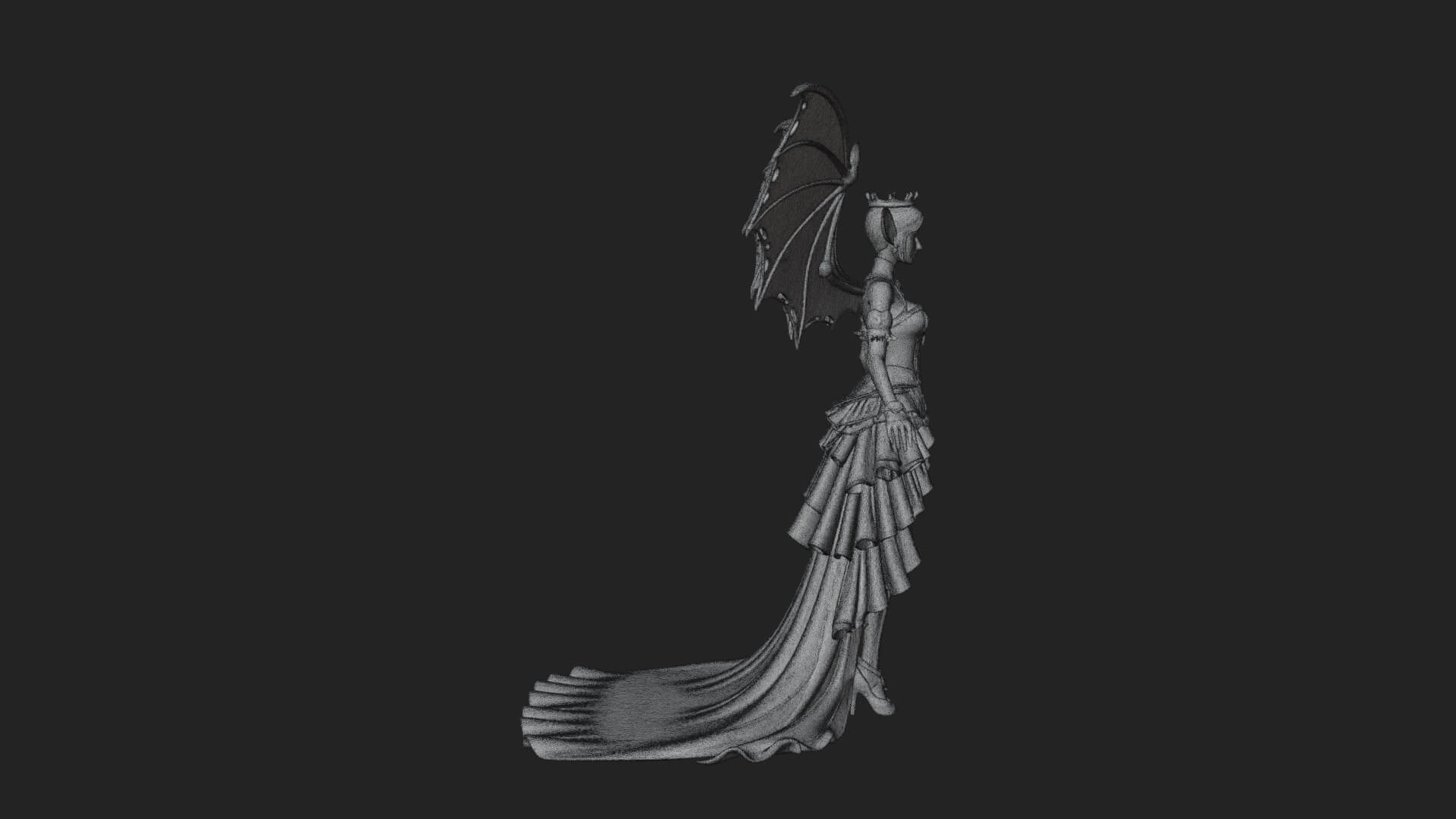 Winged Vampire Queen Statue Design 2 3D Print Model 3D Model
