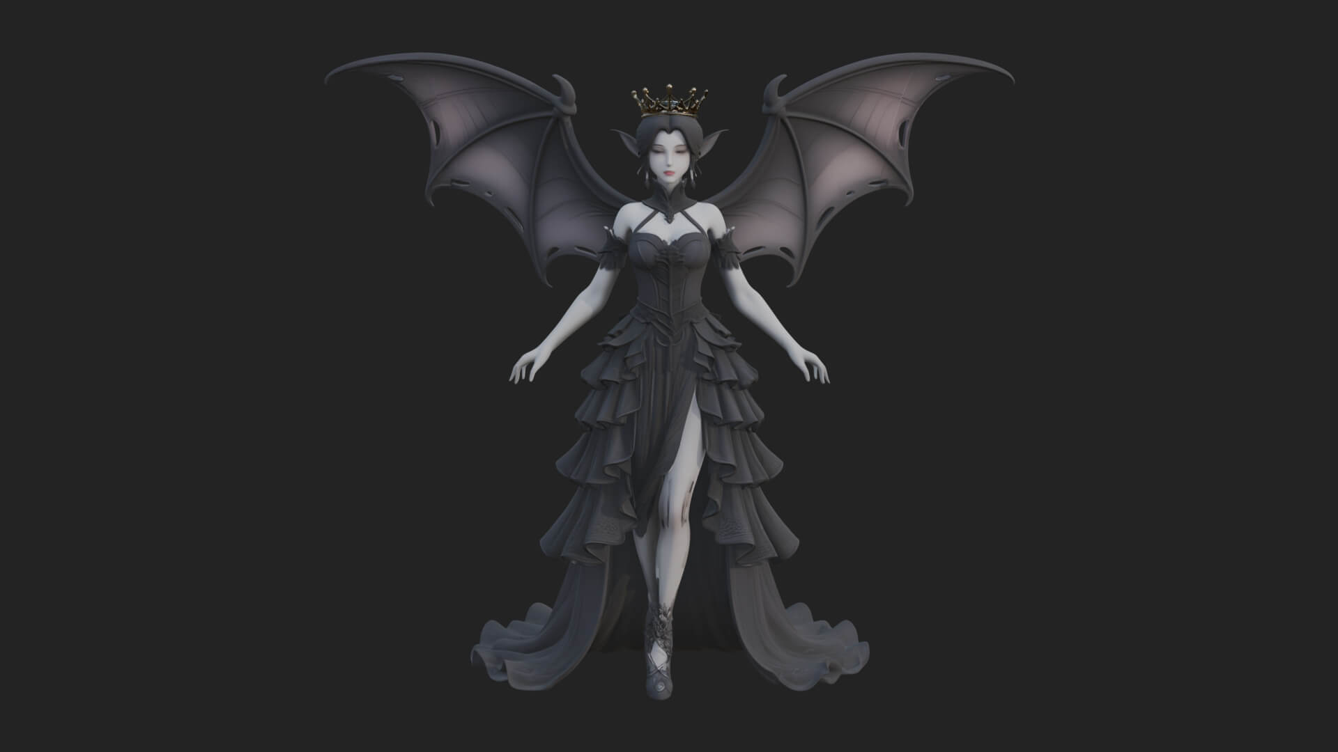 Winged Vampire Queen Statue Design 3 3D Print Model 3D Model