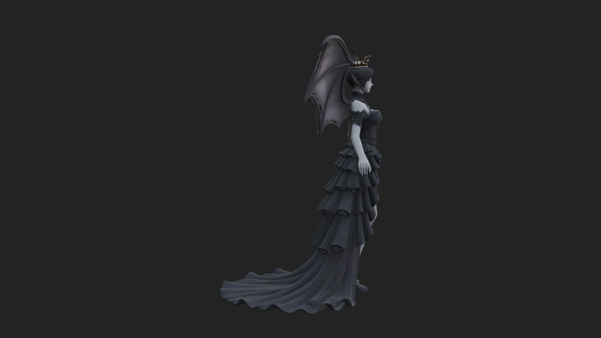 Winged Vampire Queen Statue Design 3 3D Print Model 3D Model
