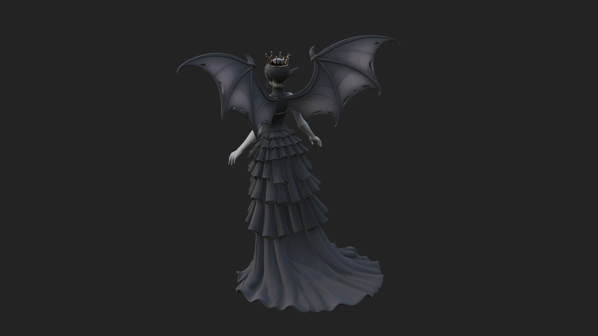 Winged Vampire Queen Statue Design 3 3D Print Model 3D Model