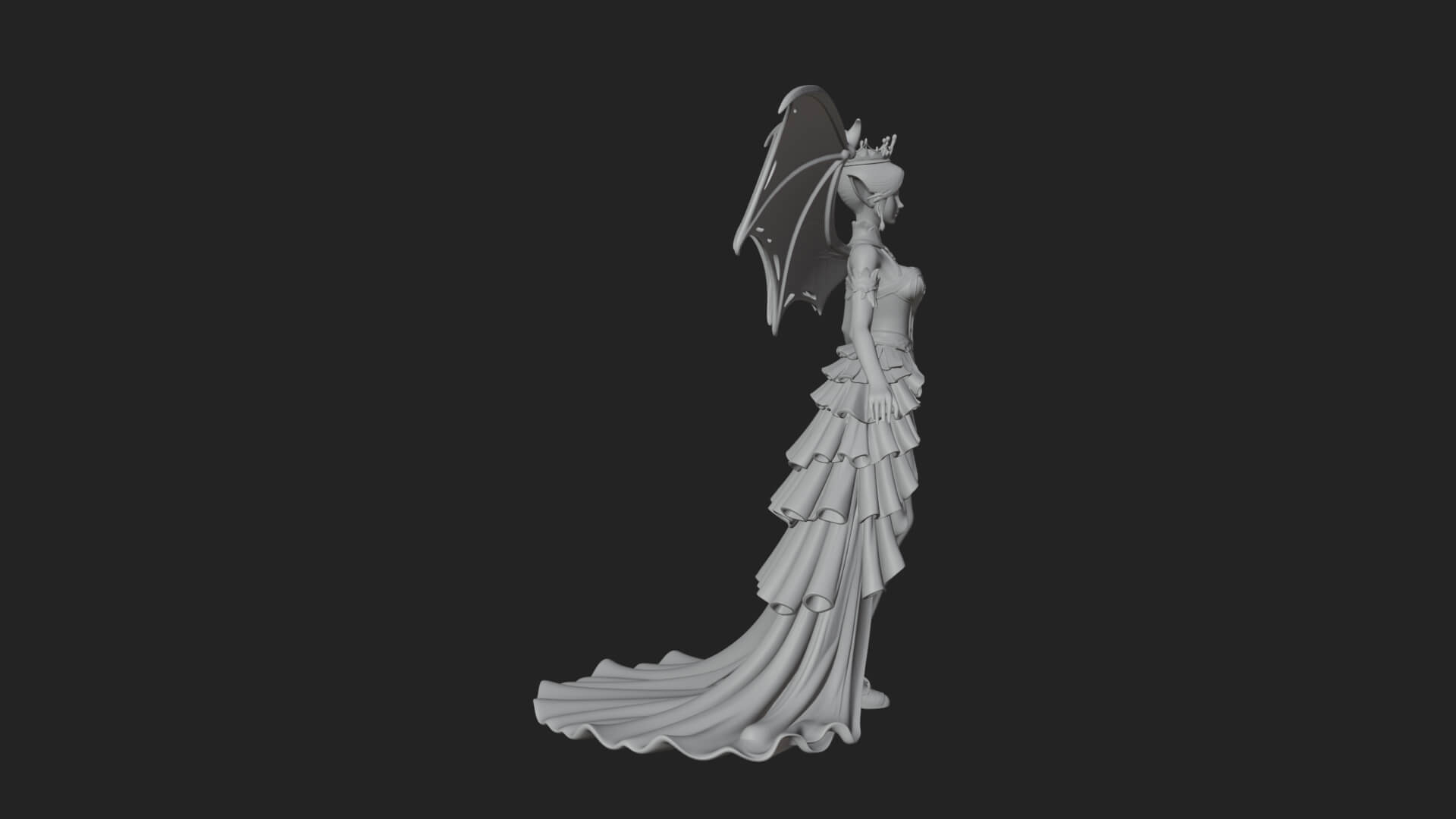 Winged Vampire Queen Statue Design 3 3D Print Model 3D Model