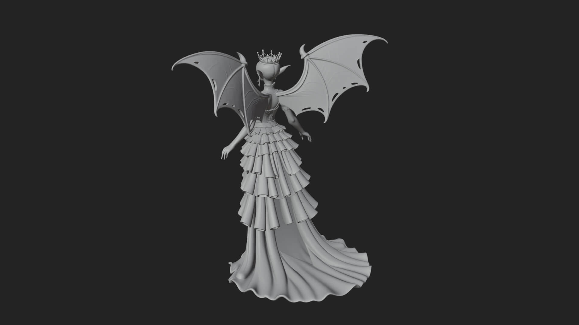 Winged Vampire Queen Statue Design 3 3D Print Model 3D Model