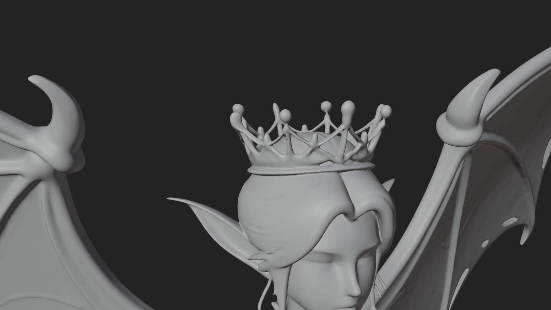 Winged Vampire Queen Statue Design 3 3D Print Model 3D Model