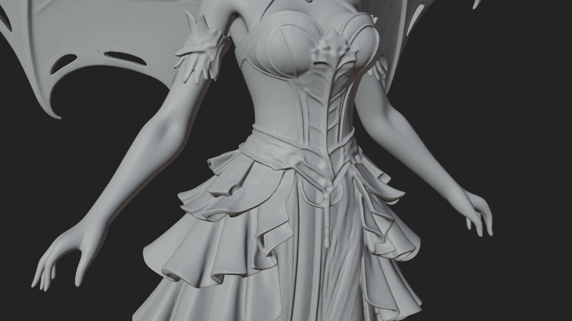 Winged Vampire Queen Statue Design 3 3D Print Model 3D Model