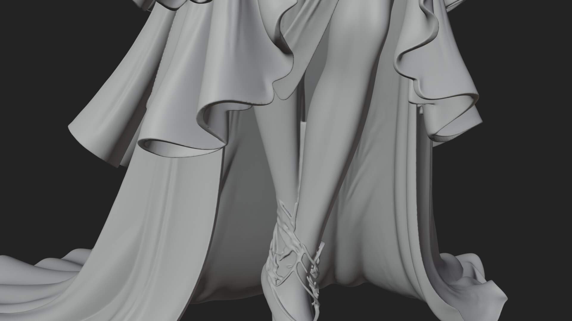 Winged Vampire Queen Statue Design 3 3D Print Model 3D Model