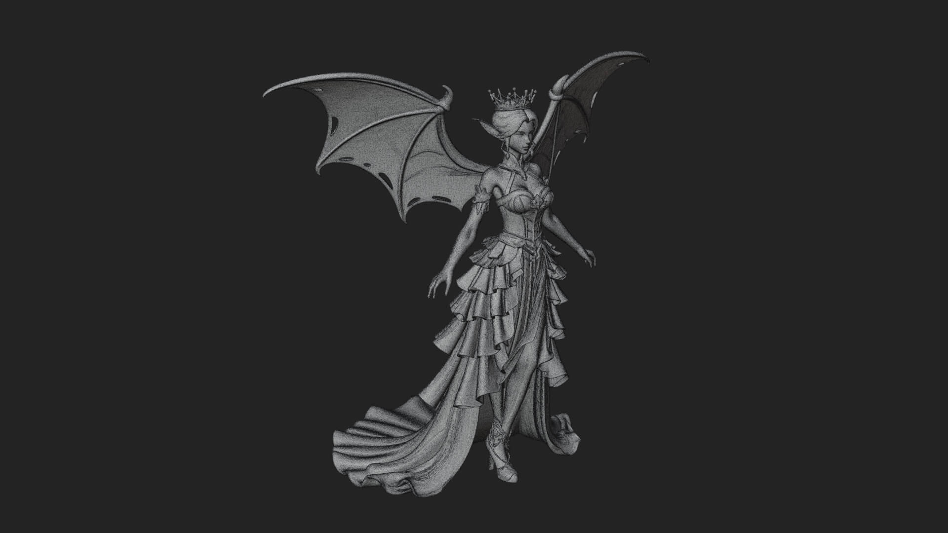 Winged Vampire Queen Statue Design 3 3D Print Model 3D Model