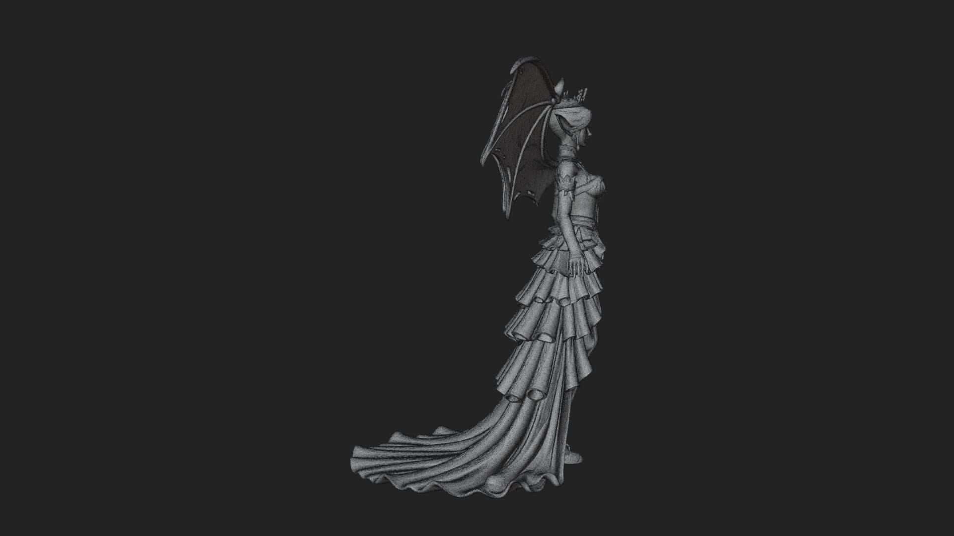 Winged Vampire Queen Statue Design 3 3D Print Model 3D Model
