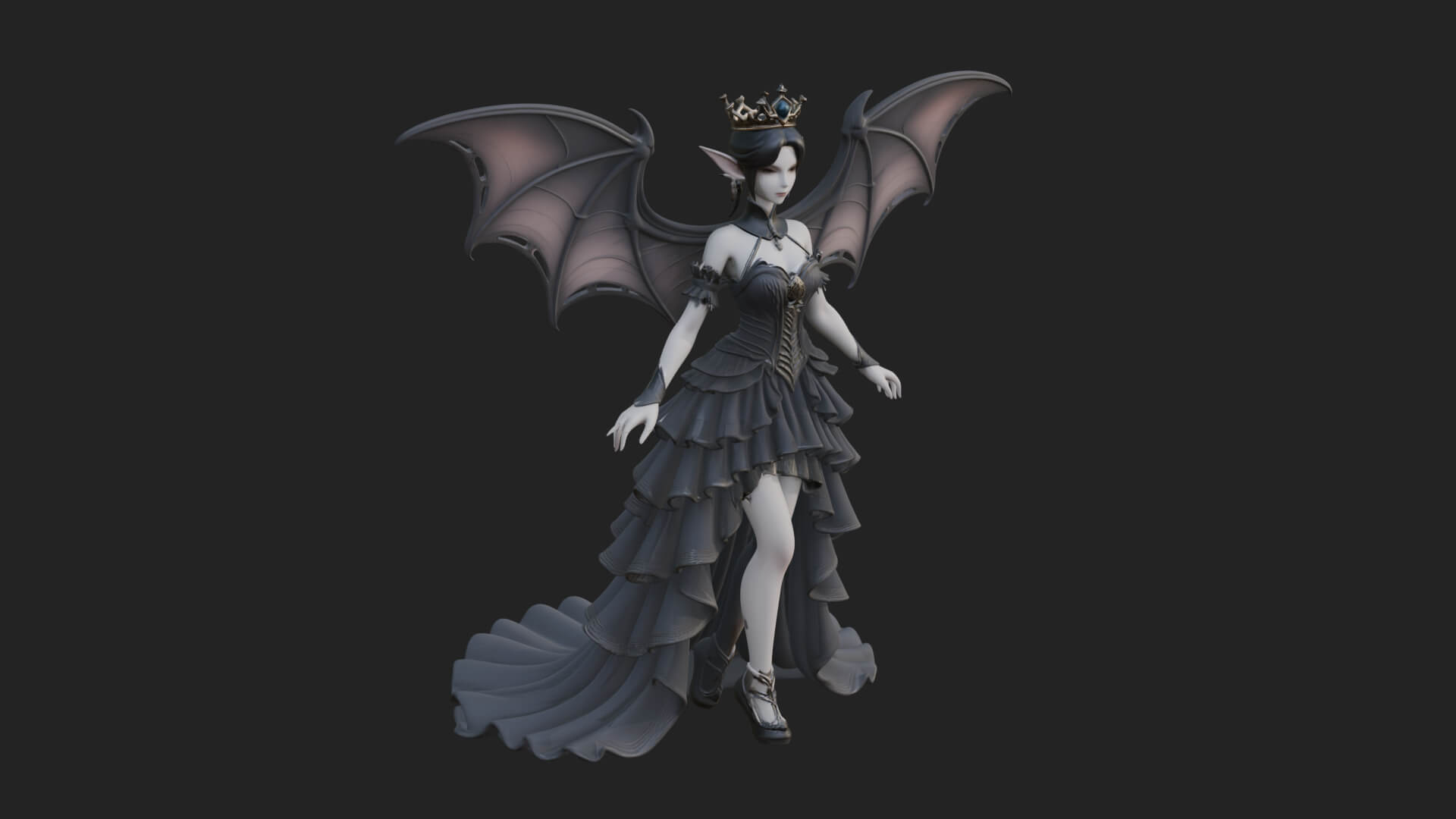 Winged Vampire Queen Statue Design 4 3D Print Model 3D Model