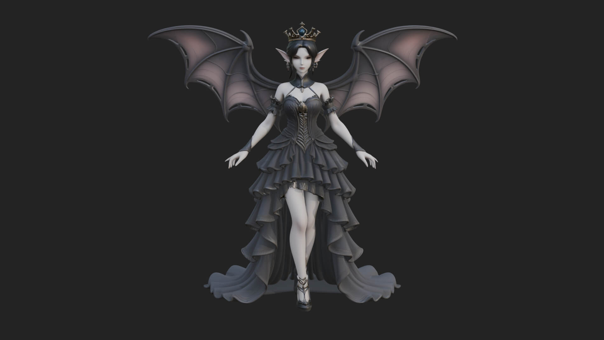 Winged Vampire Queen Statue Design 4 3D Print Model 3D Model