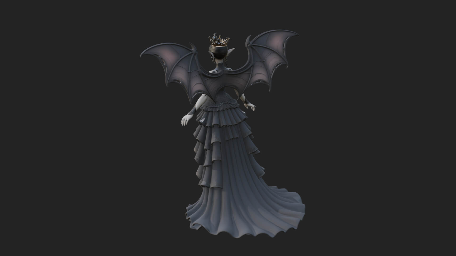 Winged Vampire Queen Statue Design 4 3D Print Model 3D Model