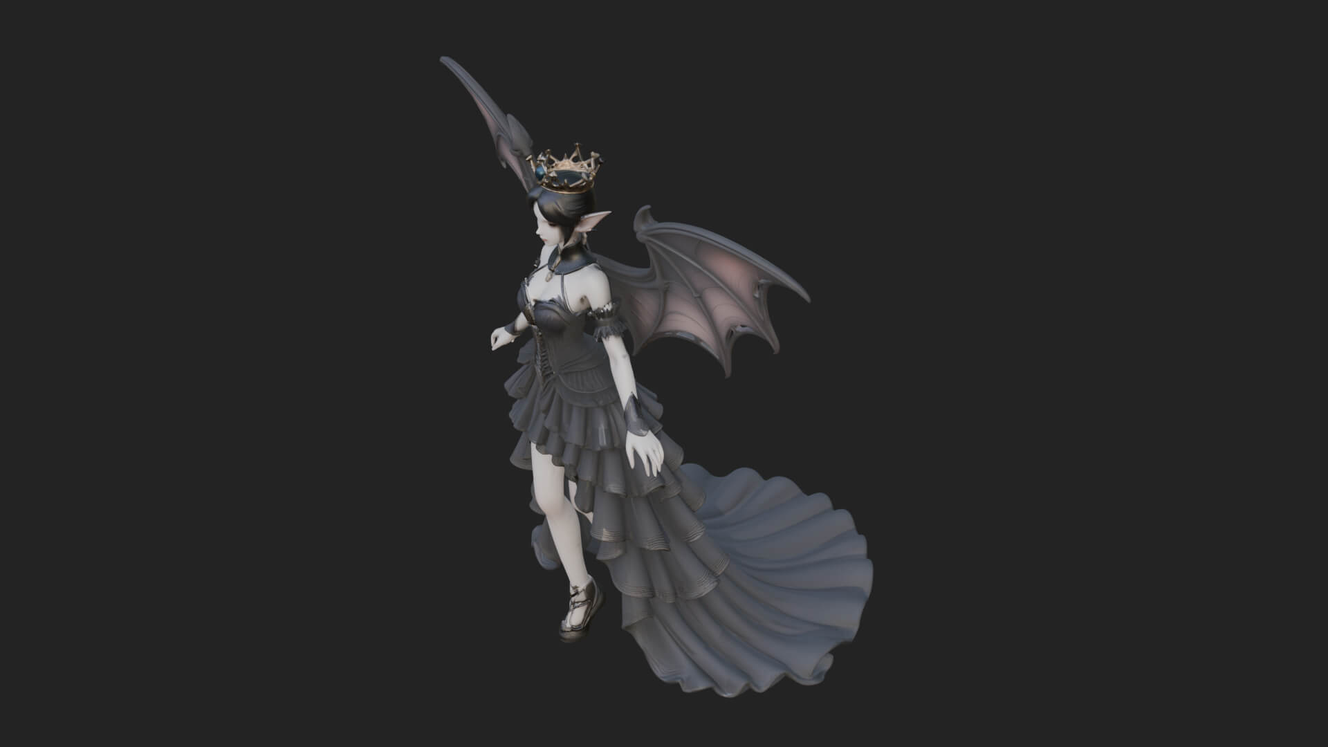 Winged Vampire Queen Statue Design 4 3D Print Model 3D Model