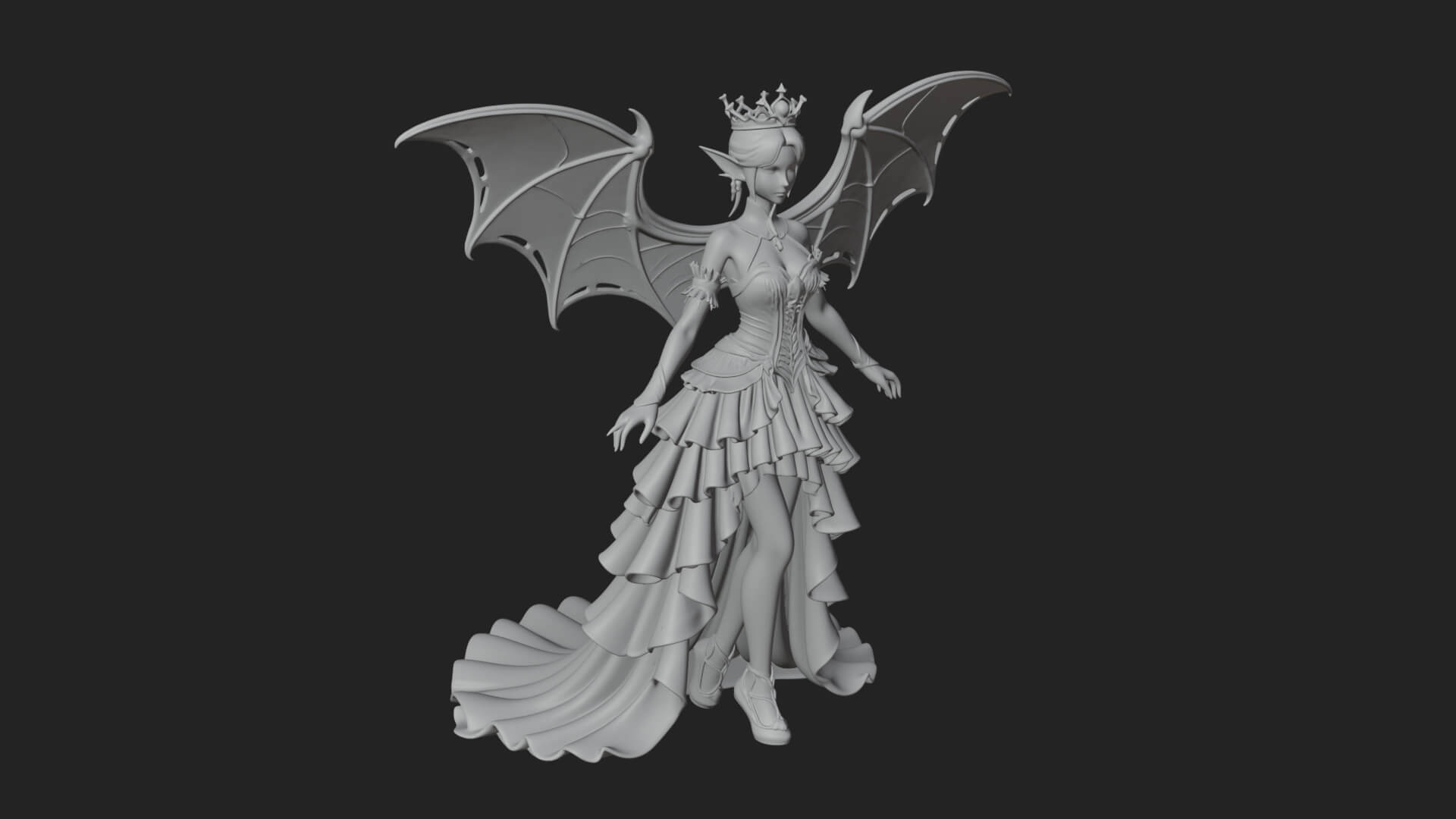 Winged Vampire Queen Statue Design 4 3D Print Model 3D Model