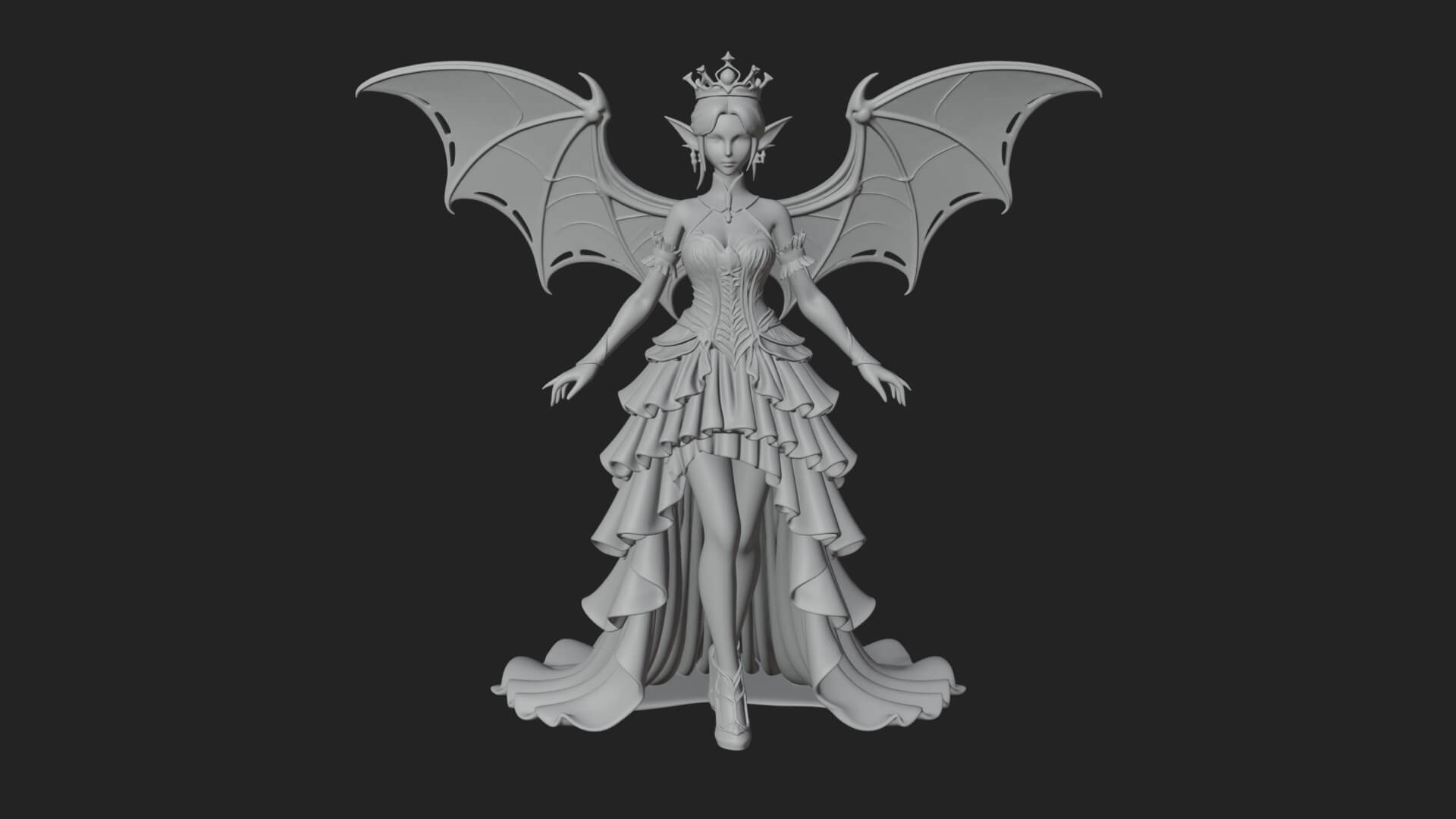 Winged Vampire Queen Statue Design 4 3D Print Model 3D Model