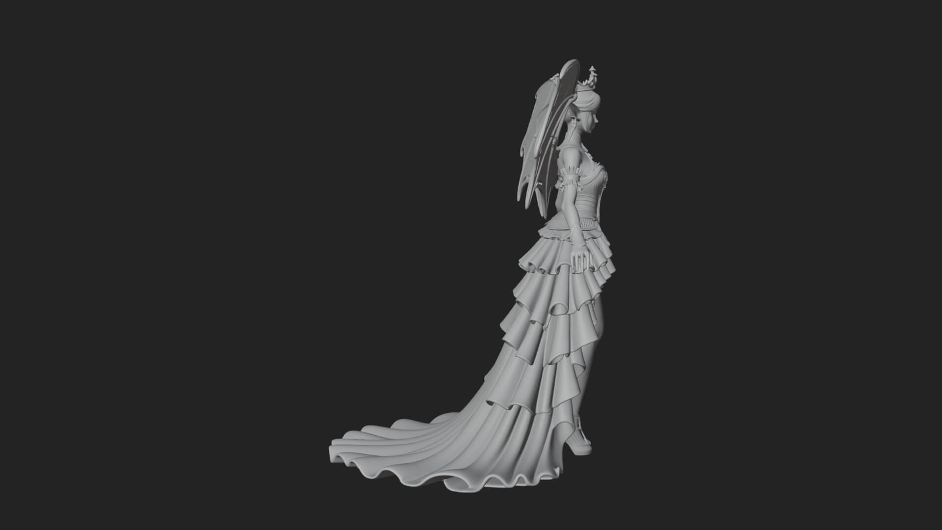 Winged Vampire Queen Statue Design 4 3D Print Model 3D Model