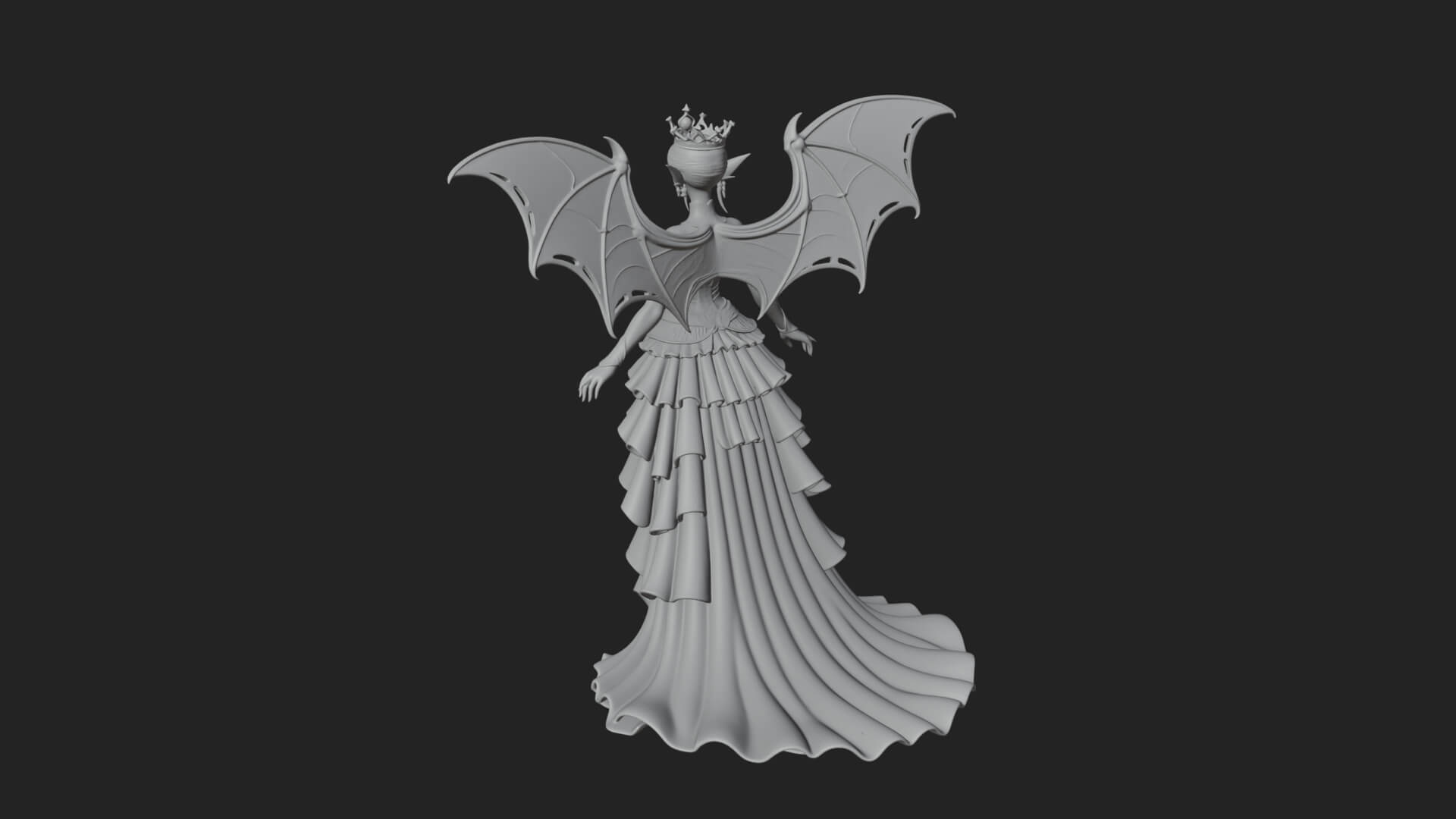 Winged Vampire Queen Statue Design 4 3D Print Model 3D Model
