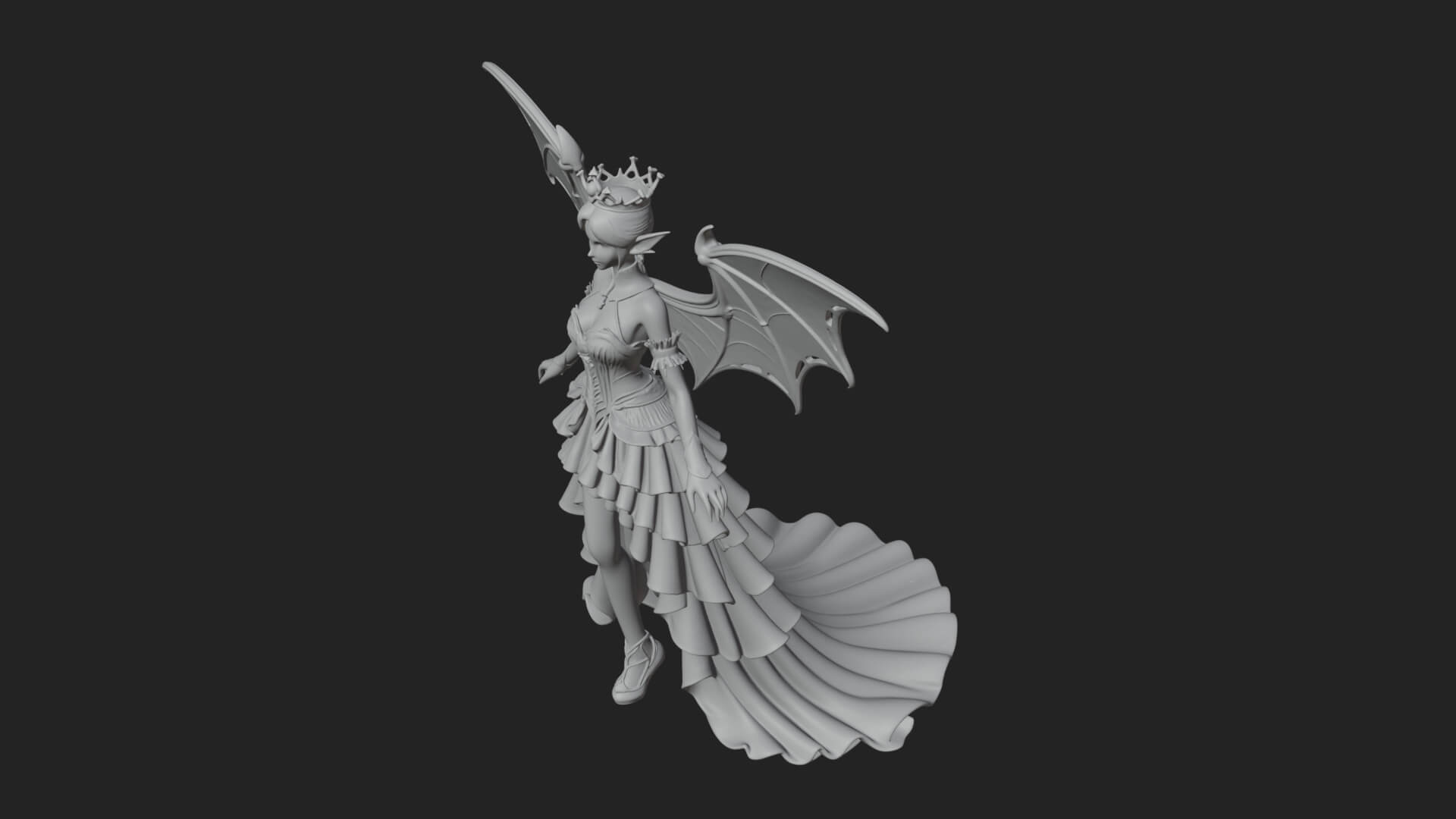 Winged Vampire Queen Statue Design 4 3D Print Model 3D Model