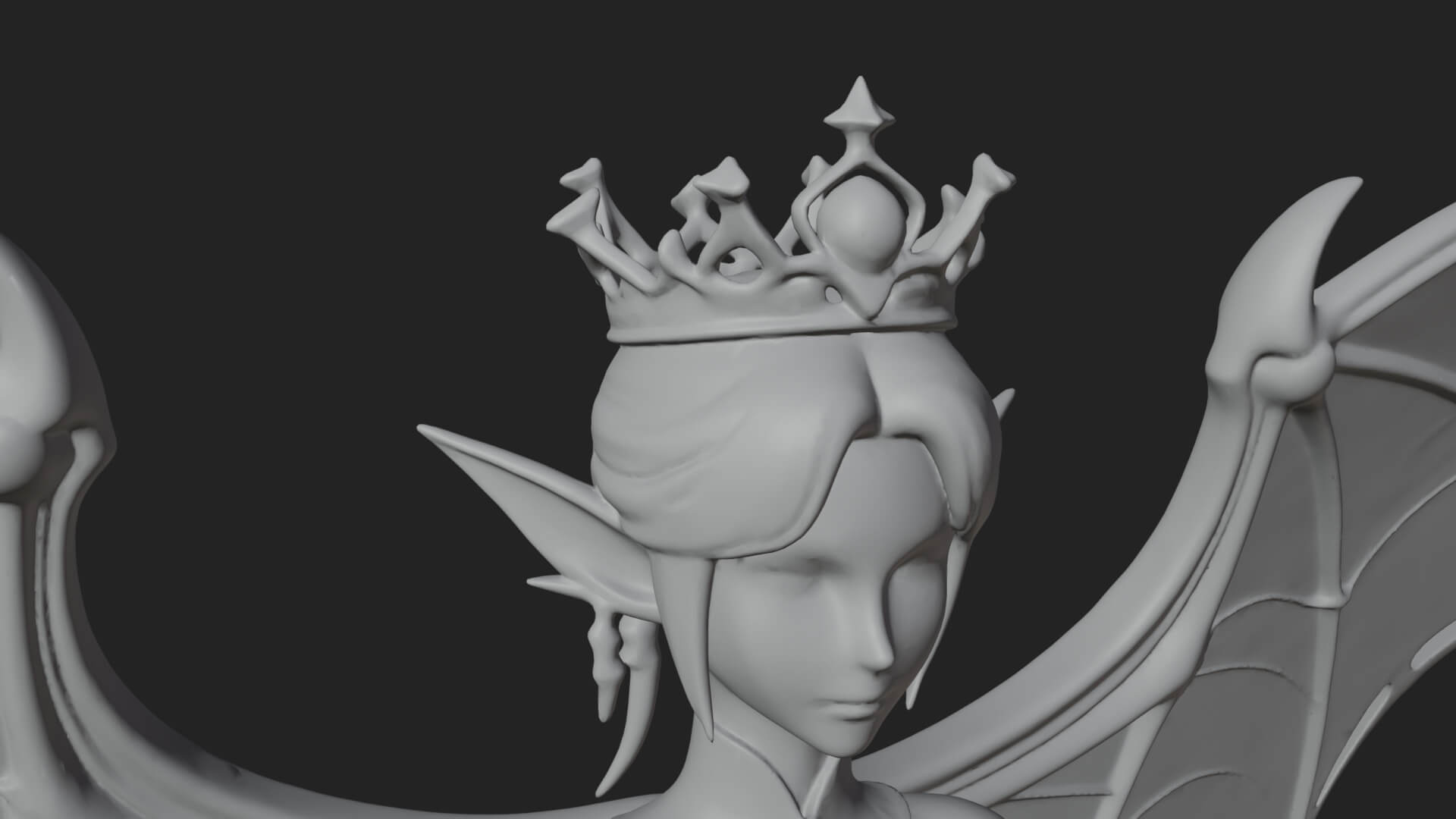 Winged Vampire Queen Statue Design 4 3D Print Model 3D Model