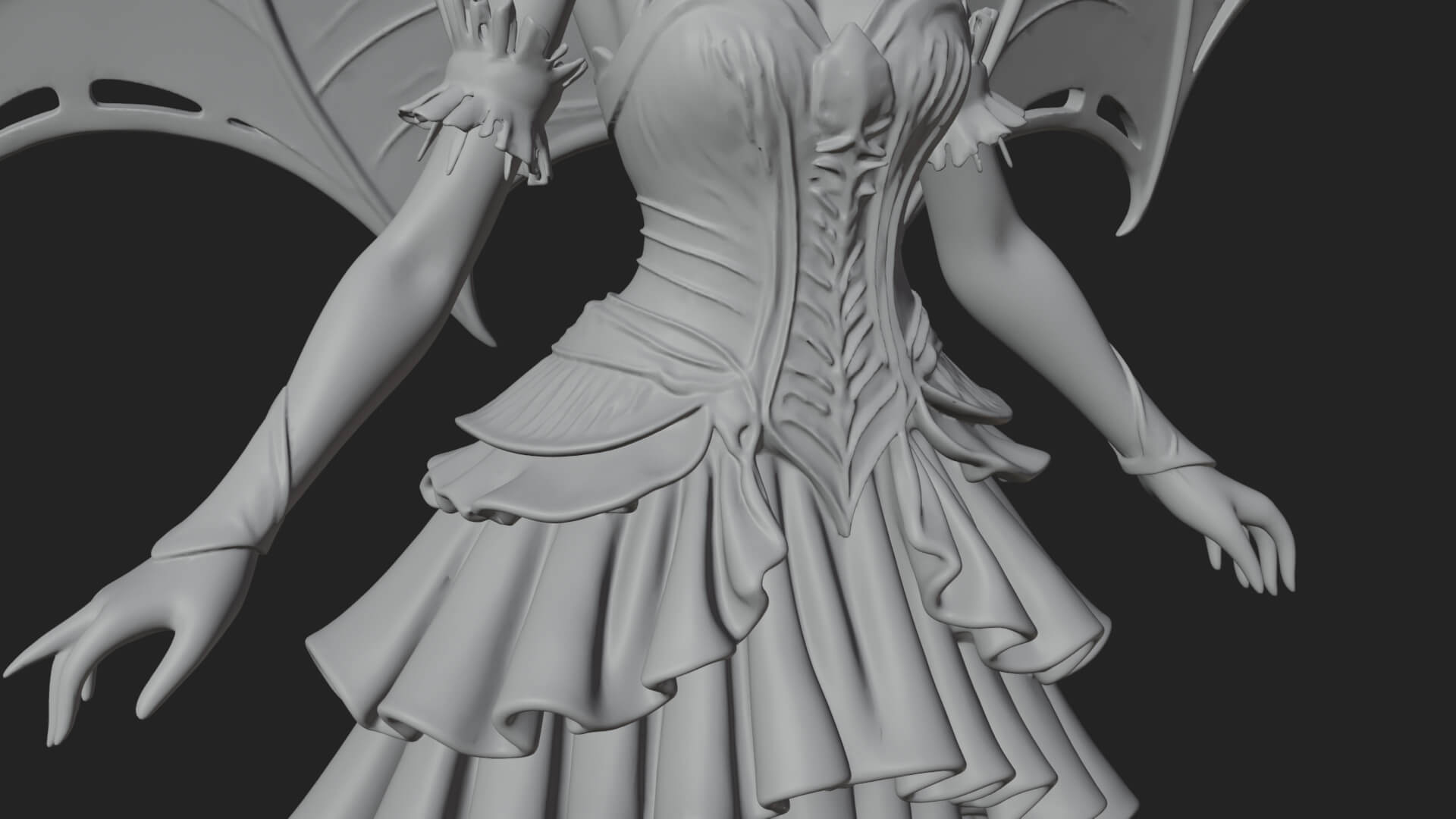 Winged Vampire Queen Statue Design 4 3D Print Model 3D Model