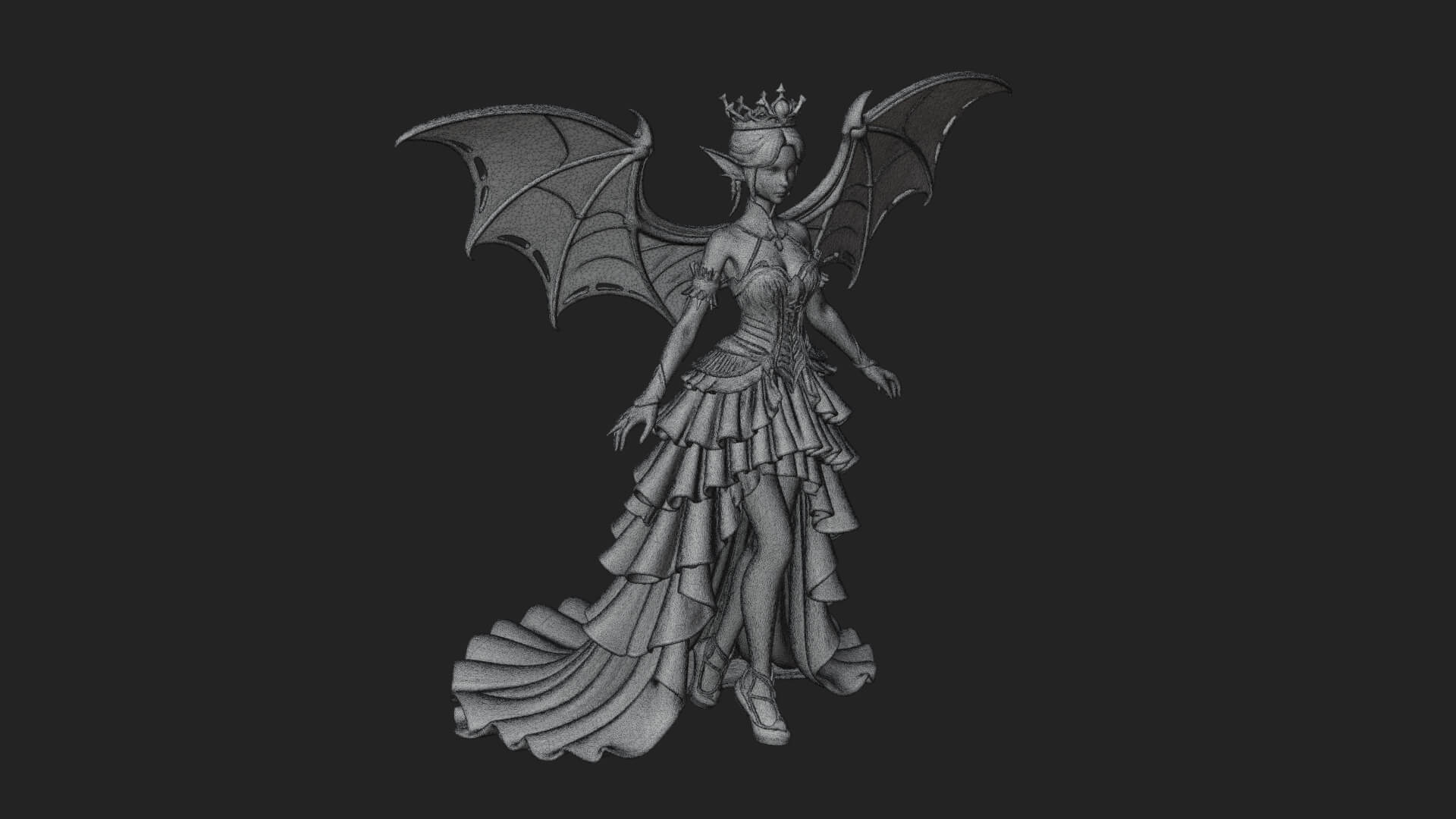Winged Vampire Queen Statue Design 4 3D Print Model 3D Model