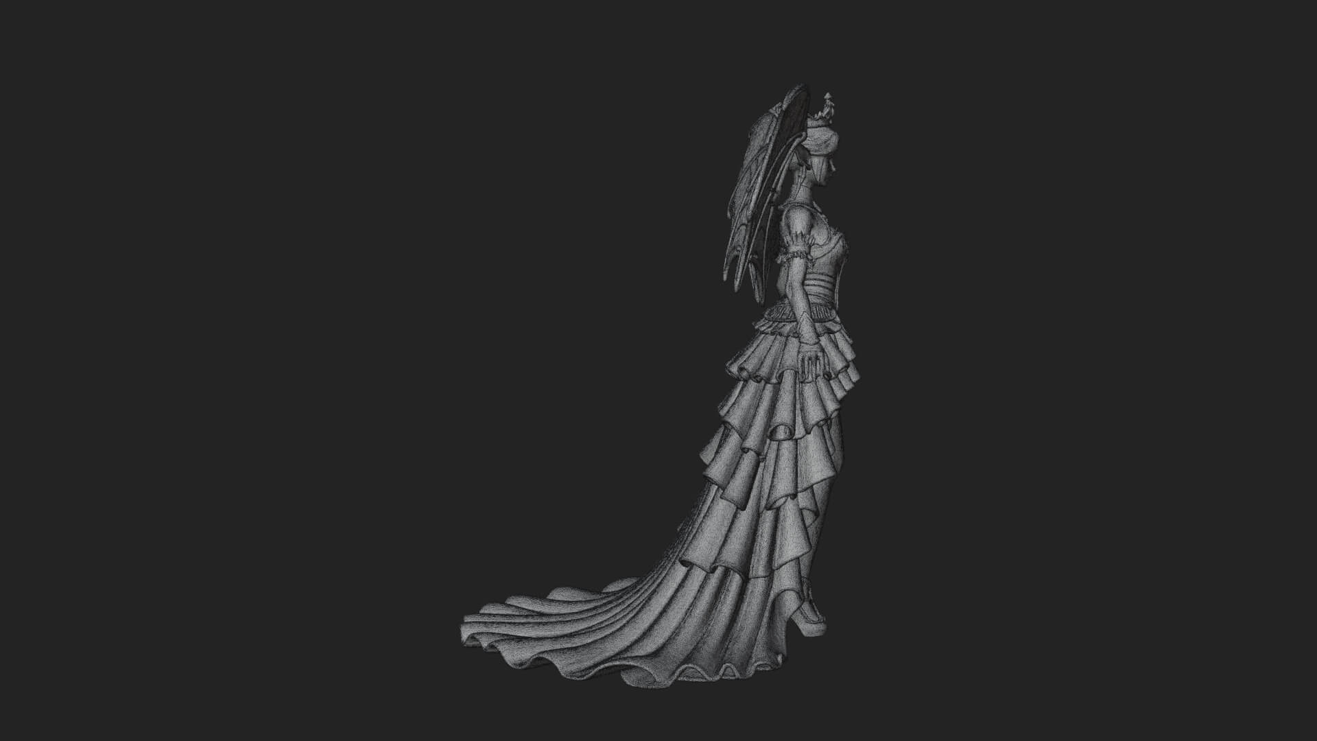 Winged Vampire Queen Statue Design 4 3D Print Model 3D Model