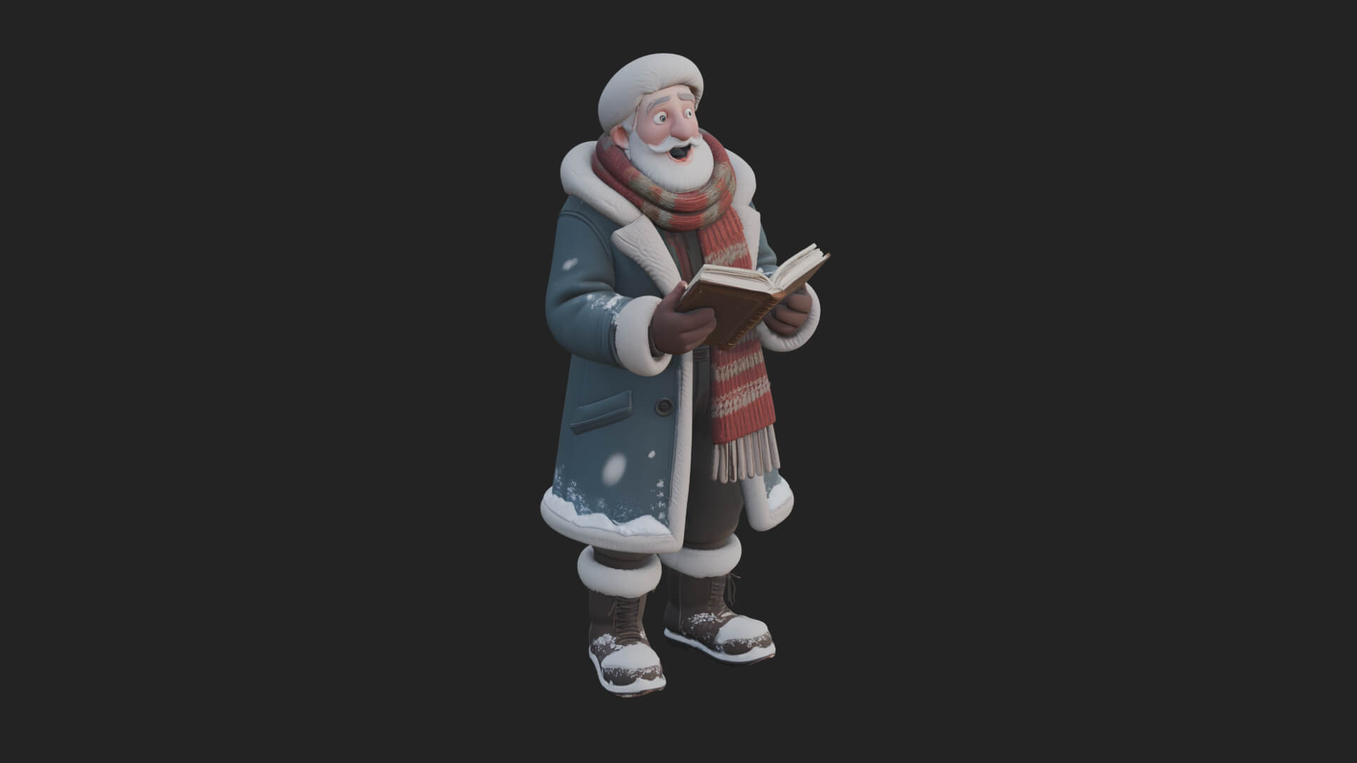 Winter Santa with Book Statue Design 1 3D Print Model 3D Model