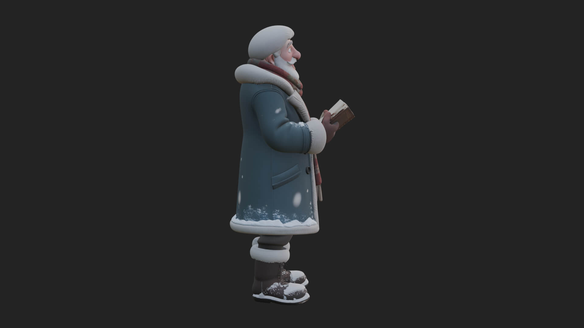 Winter Santa with Book Statue Design 1 3D Print Model 3D Model