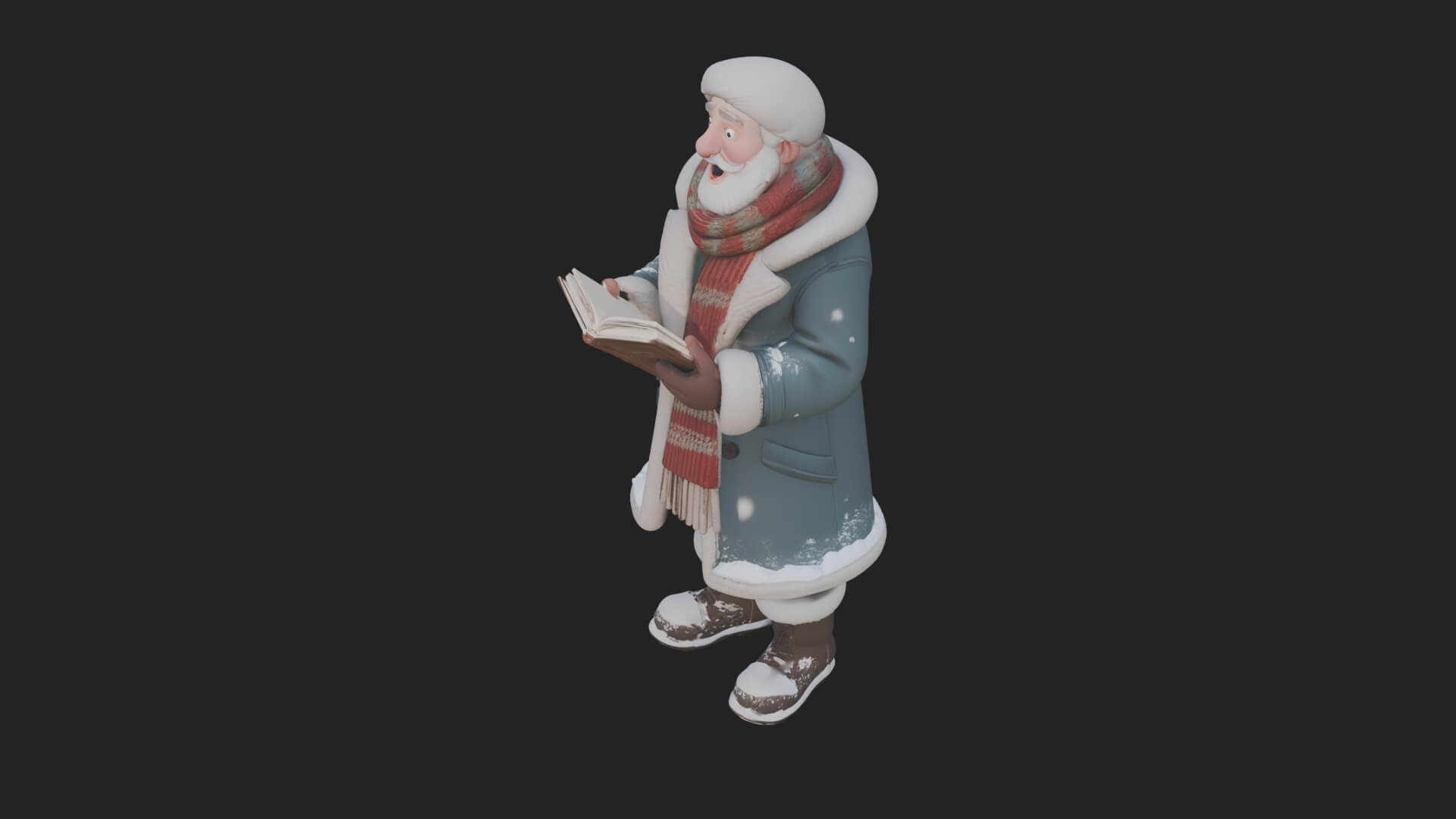 Winter Santa with Book Statue Design 1 3D Print Model 3D Model