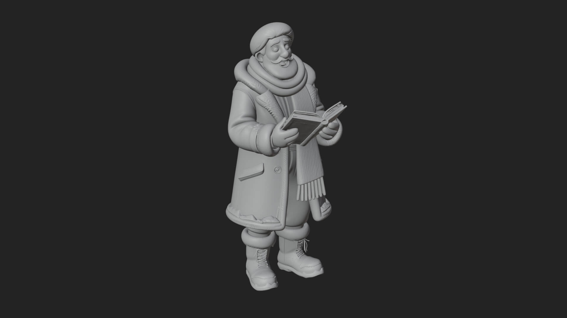 Winter Santa with Book Statue Design 1 3D Print Model 3D Model