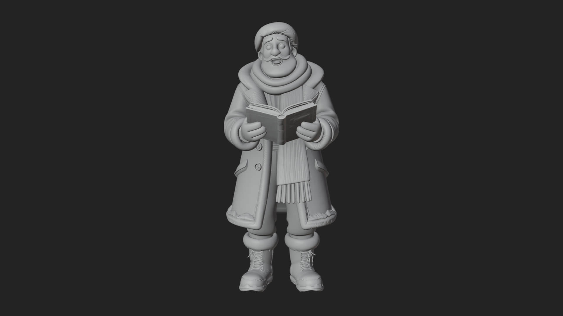 Winter Santa with Book Statue Design 1 3D Print Model 3D Model