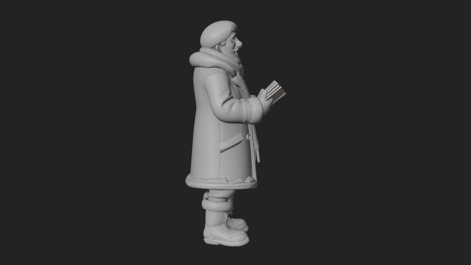 Winter Santa with Book Statue Design 1 3D Print Model 3D Model