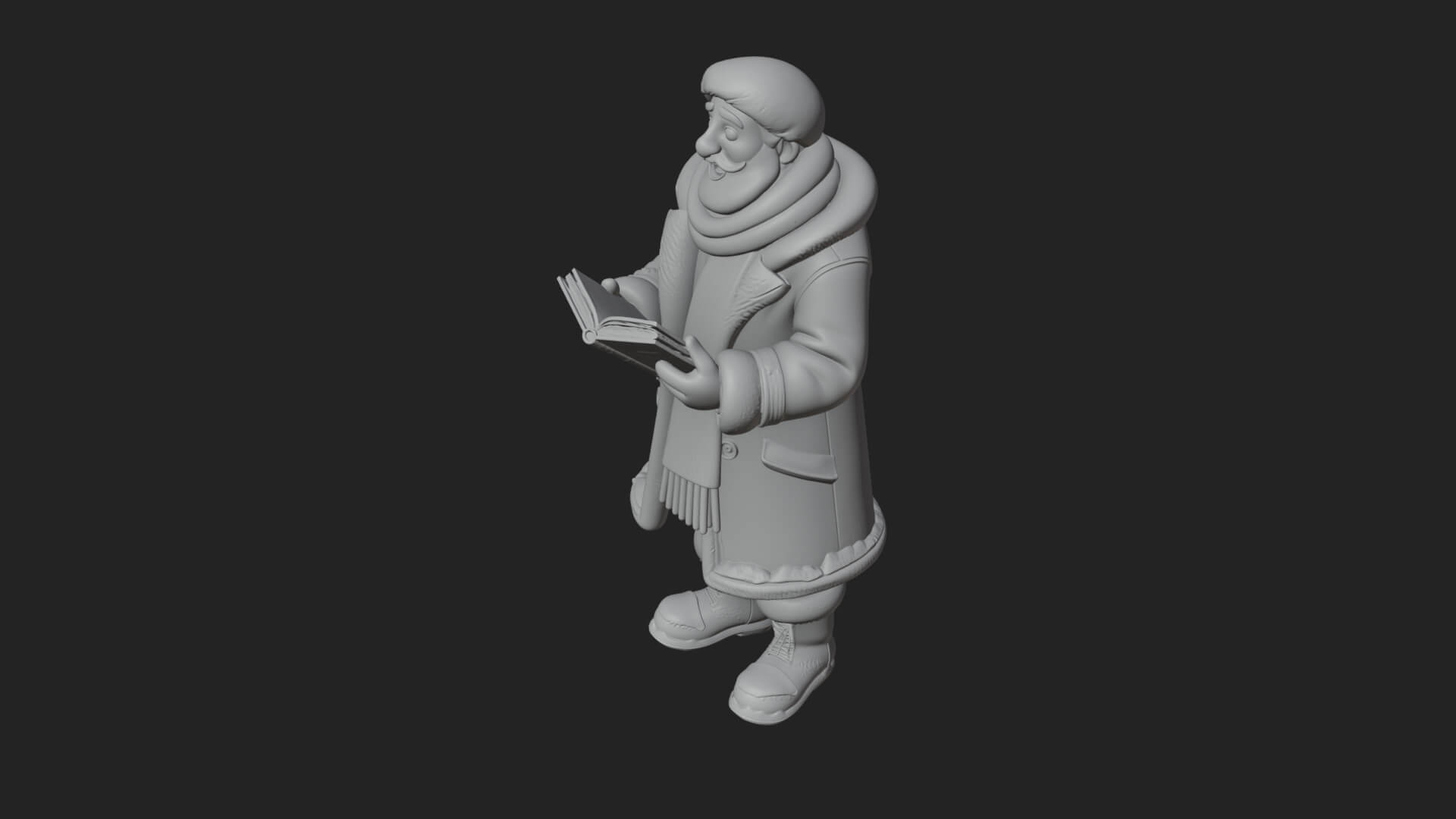Winter Santa with Book Statue Design 1 3D Print Model 3D Model